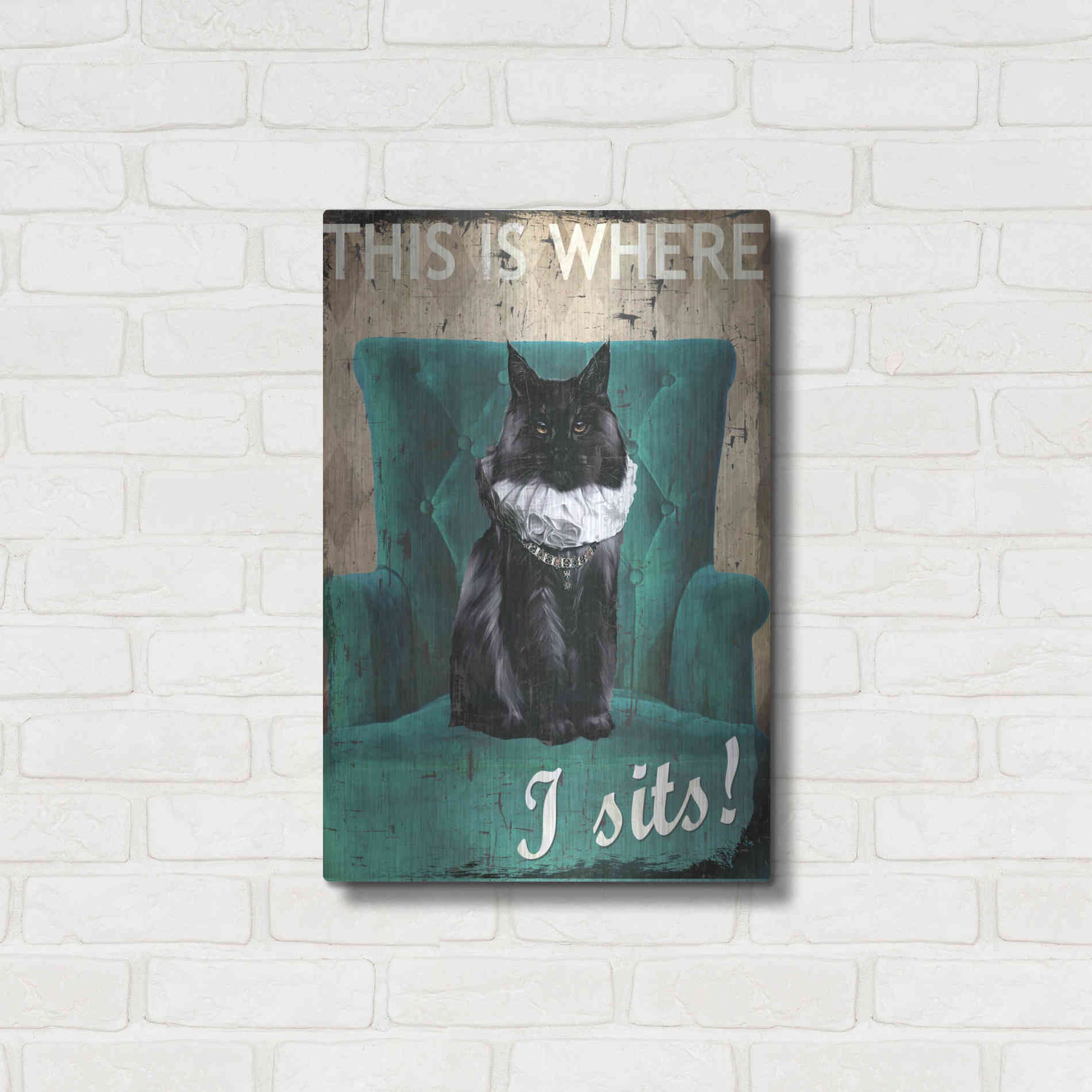 Luxe Metal Art 'I Sits' by Karen Smith Metal Wall Art,16x24