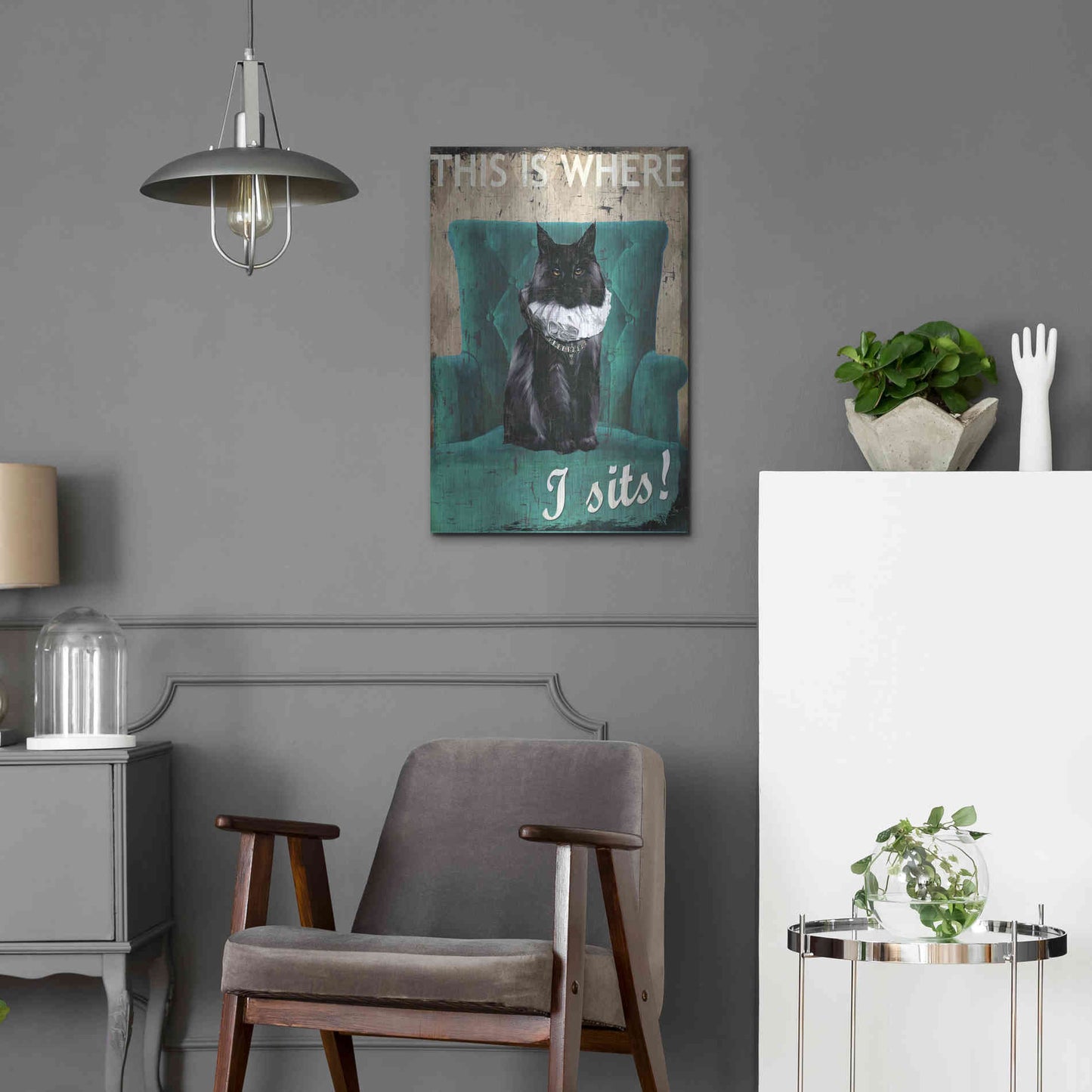 Luxe Metal Art 'I Sits' by Karen Smith Metal Wall Art,16x24