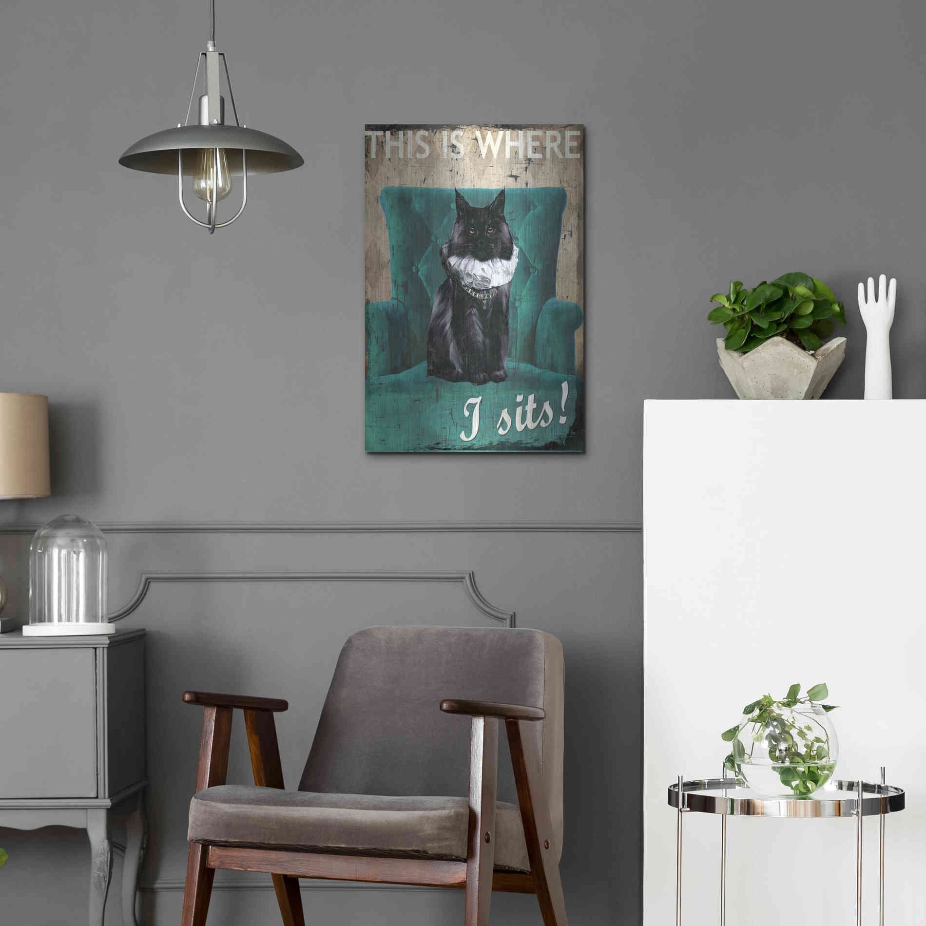 Luxe Metal Art 'I Sits' by Karen Smith Metal Wall Art,16x24