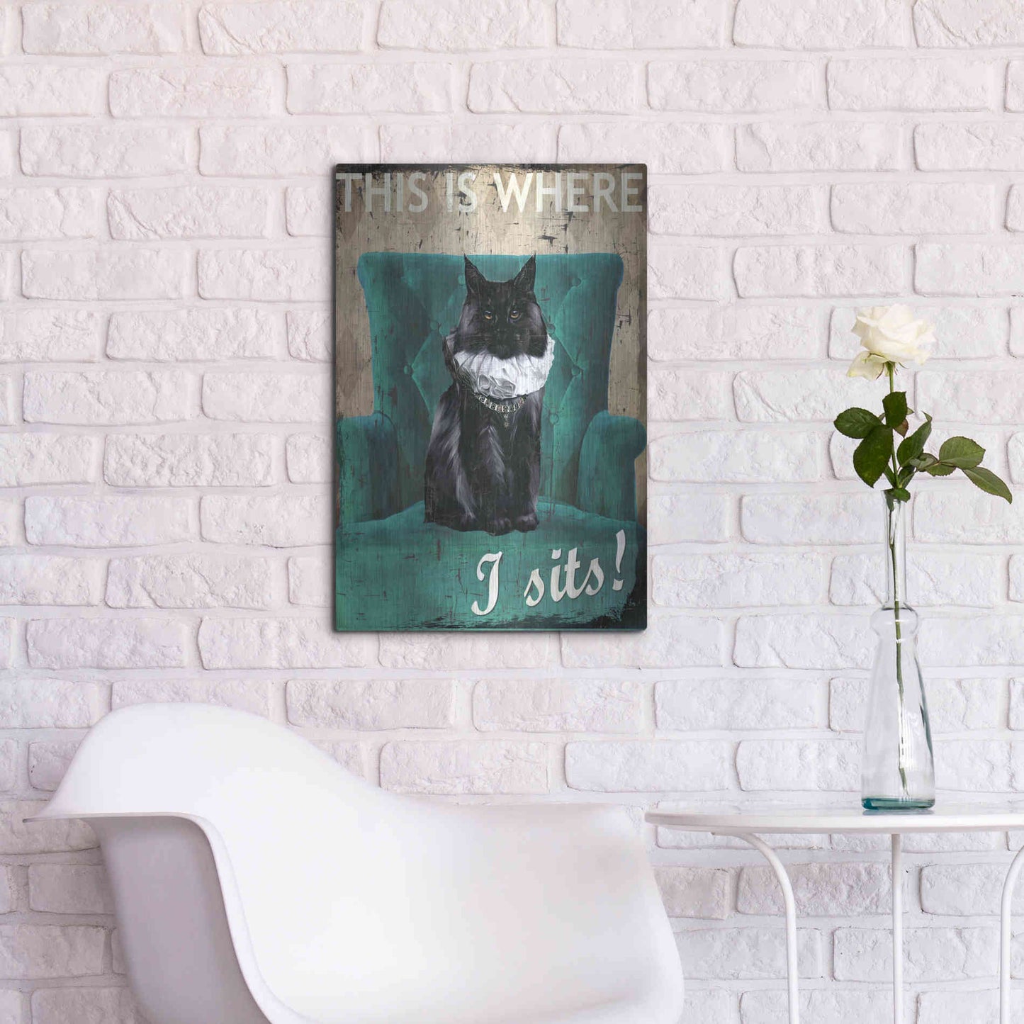 Luxe Metal Art 'I Sits' by Karen Smith Metal Wall Art,16x24