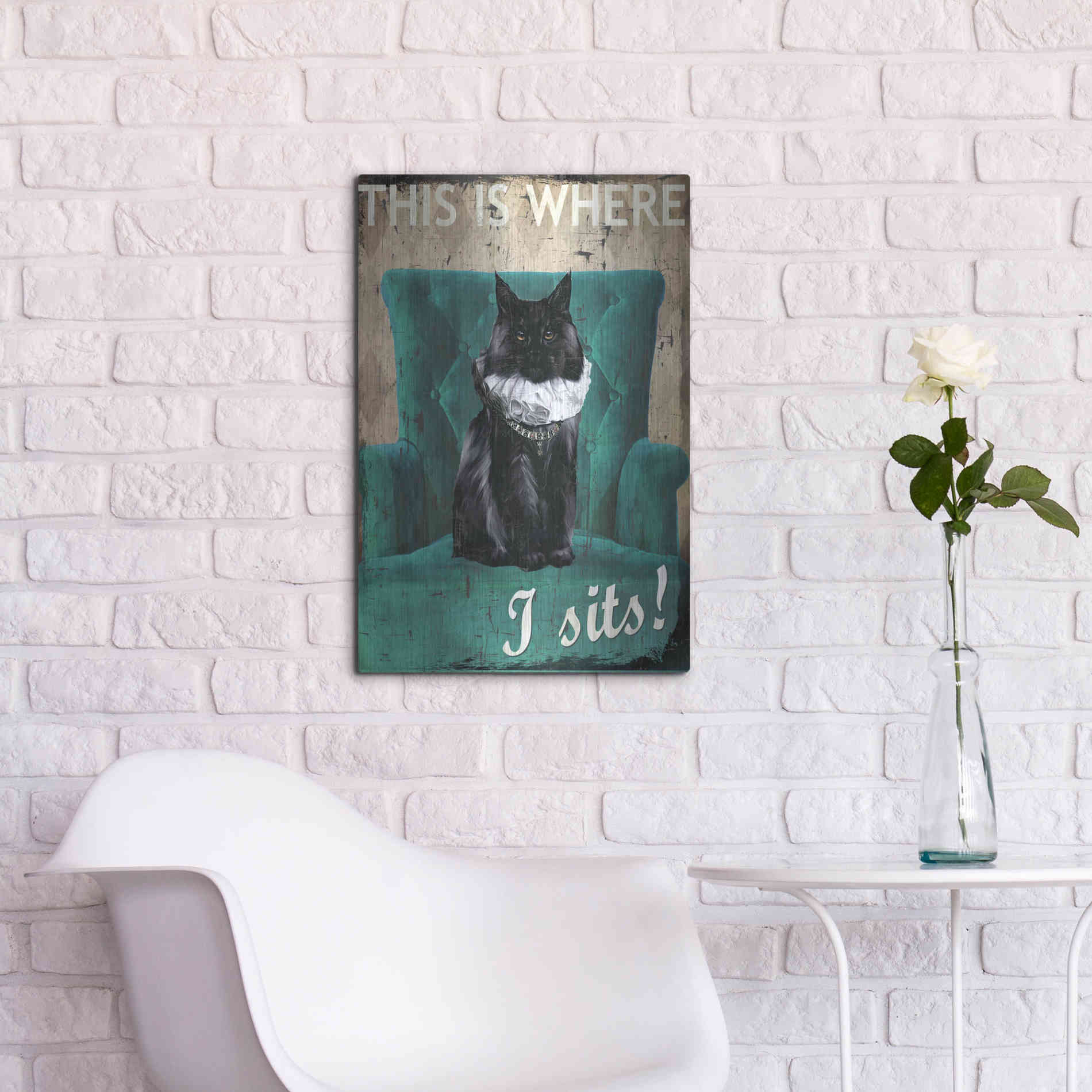 Luxe Metal Art 'I Sits' by Karen Smith Metal Wall Art,16x24