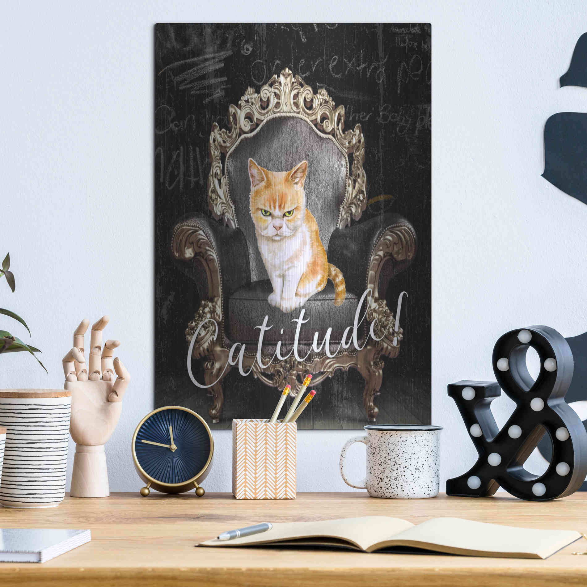 Luxe Metal Art 'Catitude' by Karen Smith Metal Wall Art,12x16