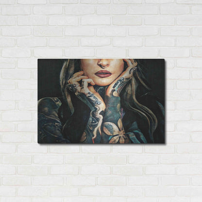 Luxe Metal Art 'Tattooed Temptress' by Ashley Aldridge Metal Wall Art,36x24