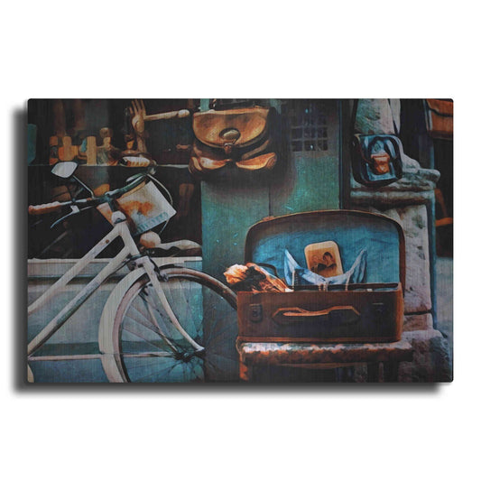 Luxe Metal Art 'Bicycle Brown Baggage' by Ashley Aldridge Metal Wall Art