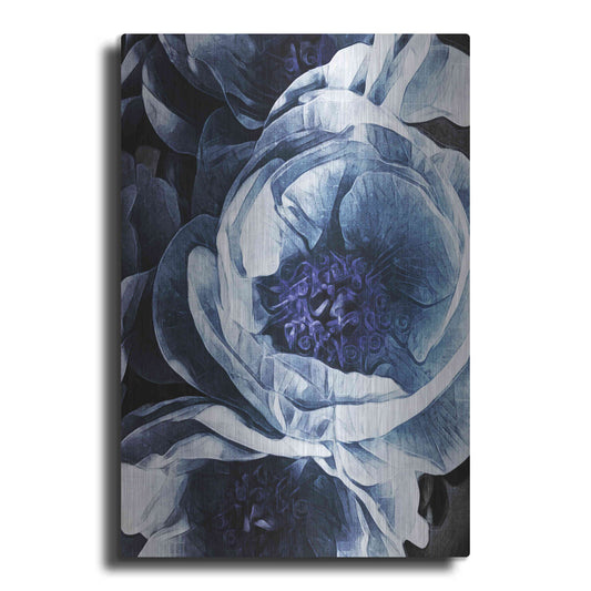 Luxe Metal Art 'Peony Blue Petals 1' by Ashley Aldridge Metal Wall Art