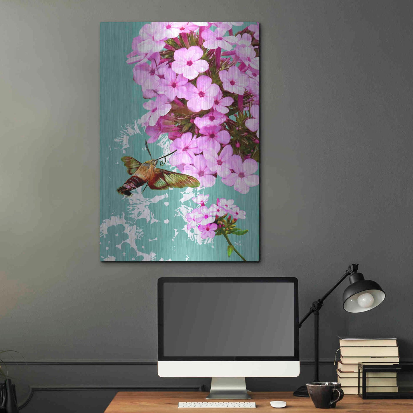 Luxe Metal Art 'Clearwing On Flox' by Evelia Designs Metal Wall Art,24x36