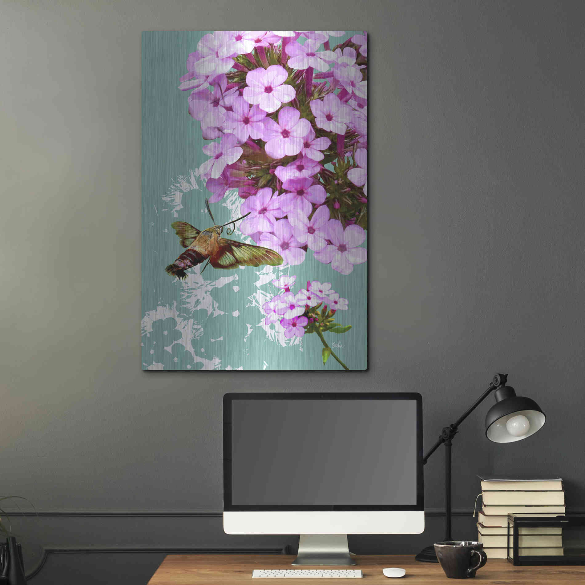 Luxe Metal Art 'Clearwing On Flox' by Evelia Designs Metal Wall Art,24x36