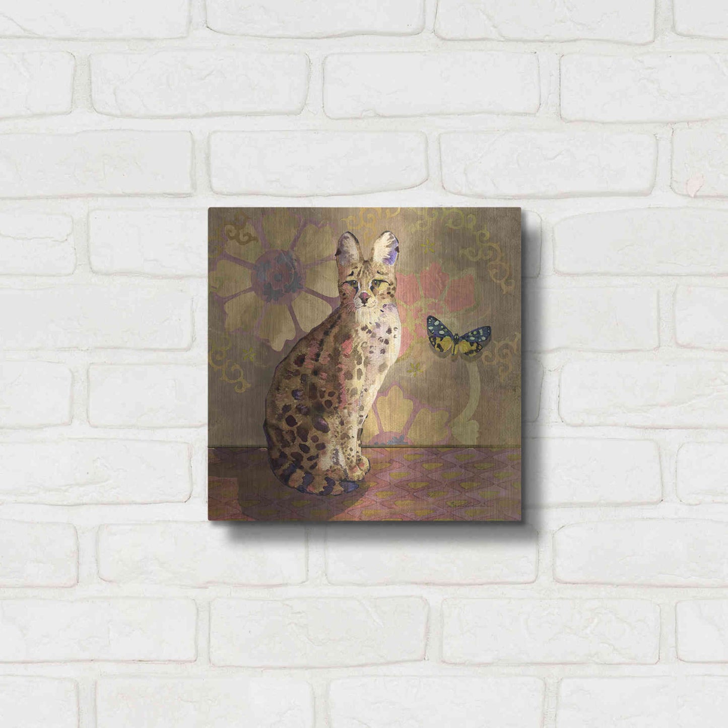 Luxe Metal Art 'Duchess Bellflower The Cat' by Evelia Designs Metal Wall Art,12x12