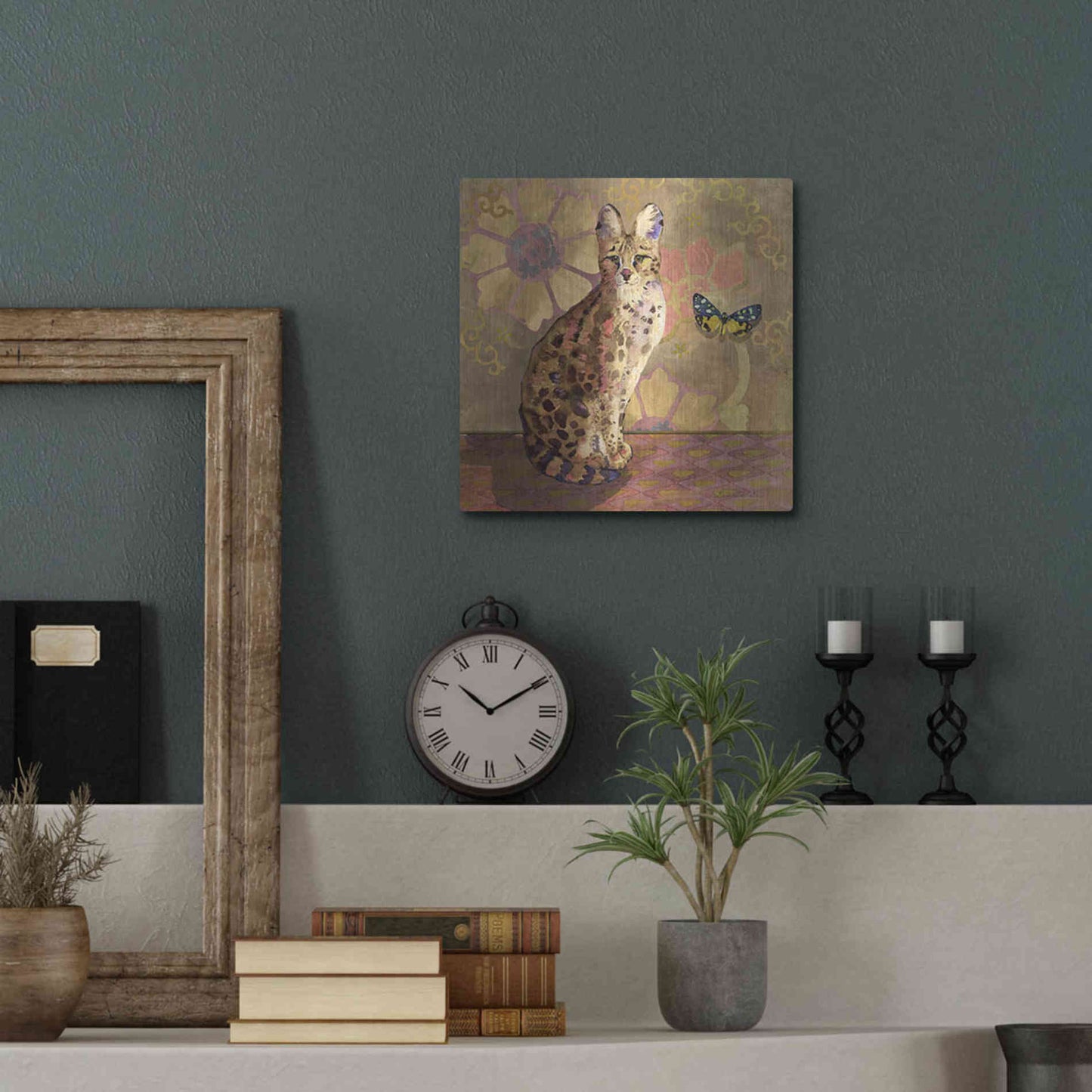 Luxe Metal Art 'Duchess Bellflower The Cat' by Evelia Designs Metal Wall Art,12x12