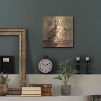 Luxe Metal Art 'Duchess Bellflower The Cat' by Evelia Designs Metal Wall Art,12x12