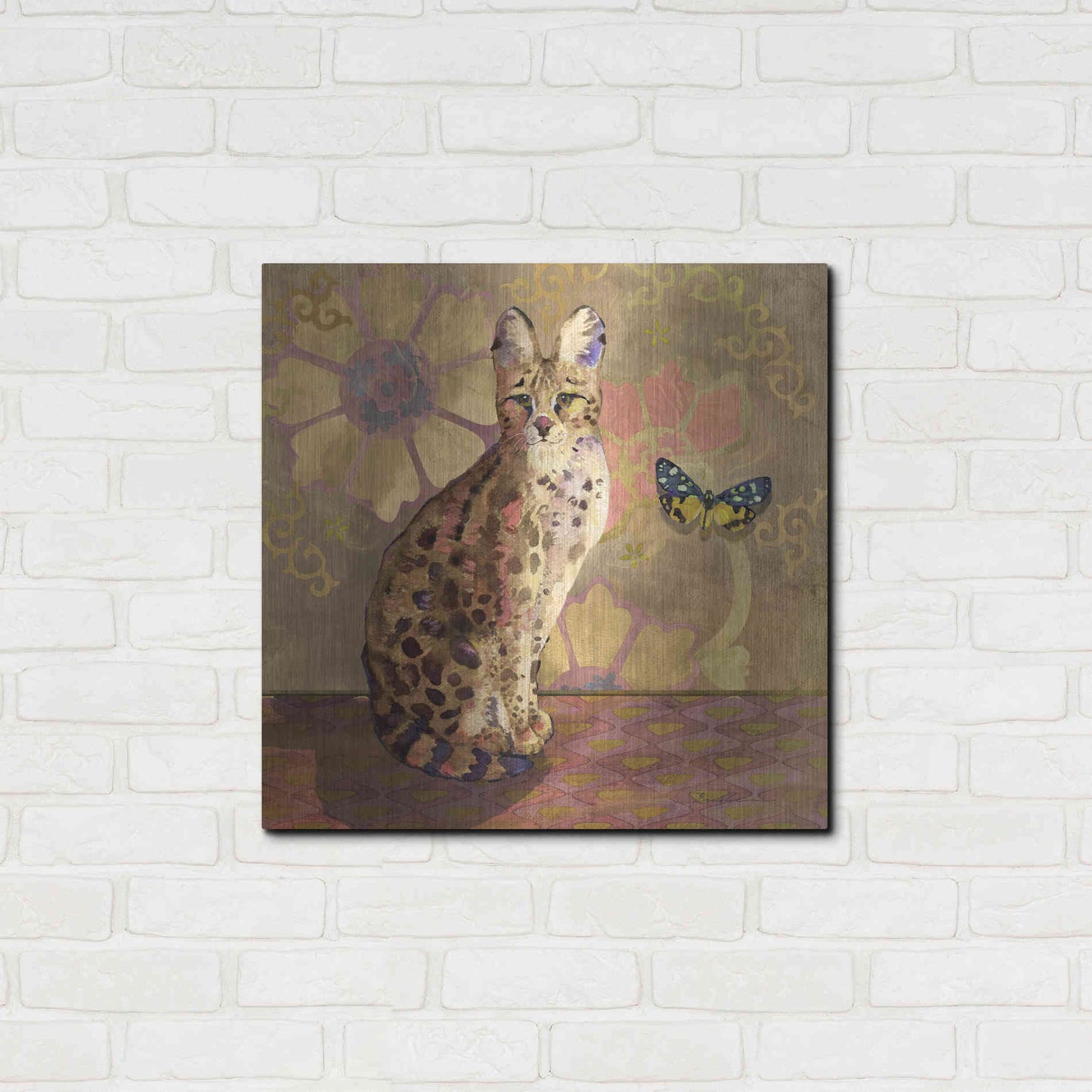 Luxe Metal Art 'Duchess Bellflower The Cat' by Evelia Designs Metal Wall Art,24x24