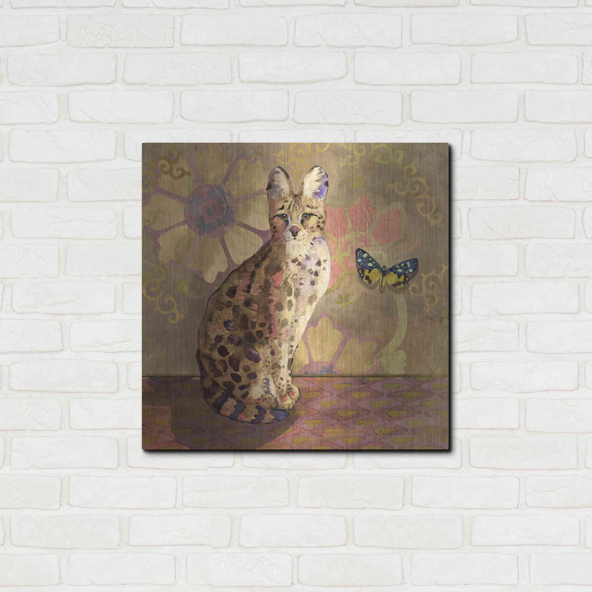Luxe Metal Art 'Duchess Bellflower The Cat' by Evelia Designs Metal Wall Art,24x24