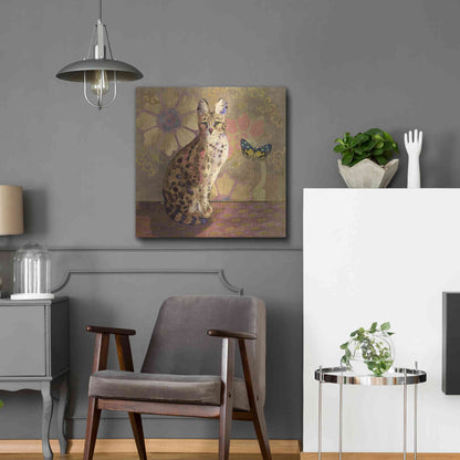 Luxe Metal Art 'Duchess Bellflower The Cat' by Evelia Designs Metal Wall Art,24x24