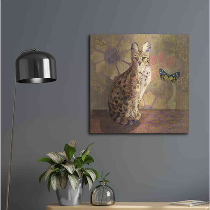 Luxe Metal Art 'Duchess Bellflower The Cat' by Evelia Designs Metal Wall Art,24x24
