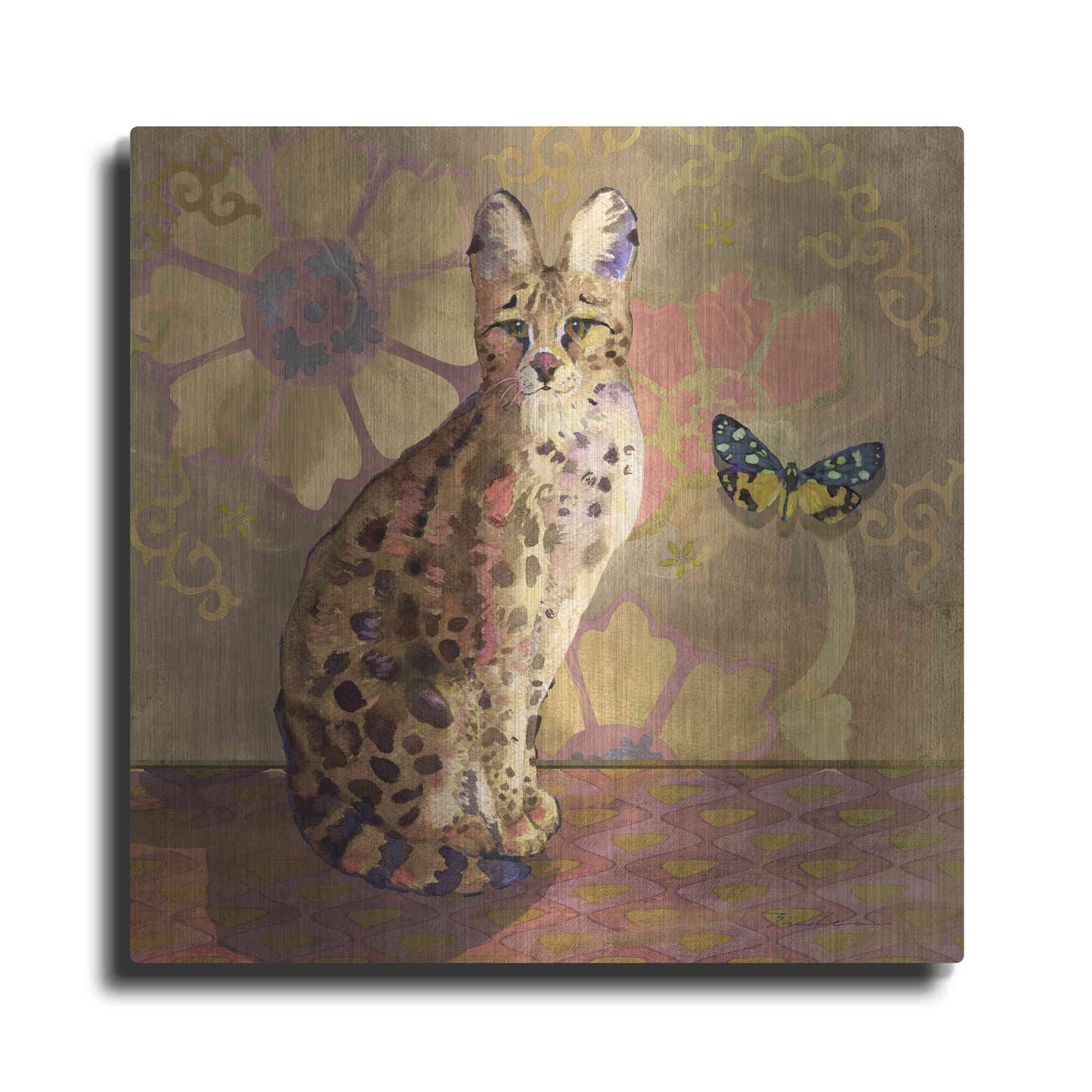 Luxe Metal Art 'Duchess Bellflower The Cat' by Evelia Designs Metal Wall Art