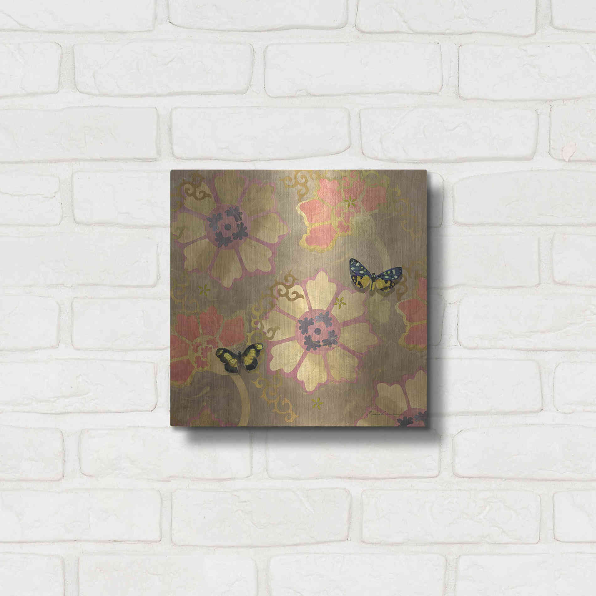 Luxe Metal Art 'Duchess Bellflower Paper' by Evelia Designs Metal Wall Art,12x12