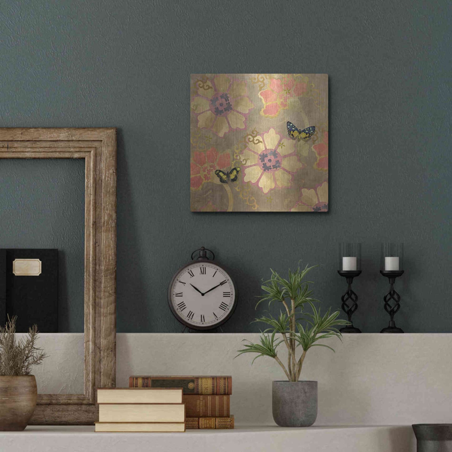 Luxe Metal Art 'Duchess Bellflower Paper' by Evelia Designs Metal Wall Art,12x12