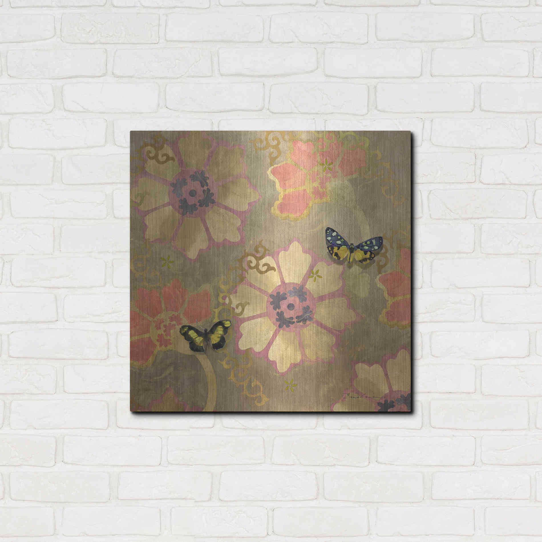 Luxe Metal Art 'Duchess Bellflower Paper' by Evelia Designs Metal Wall Art,24x24