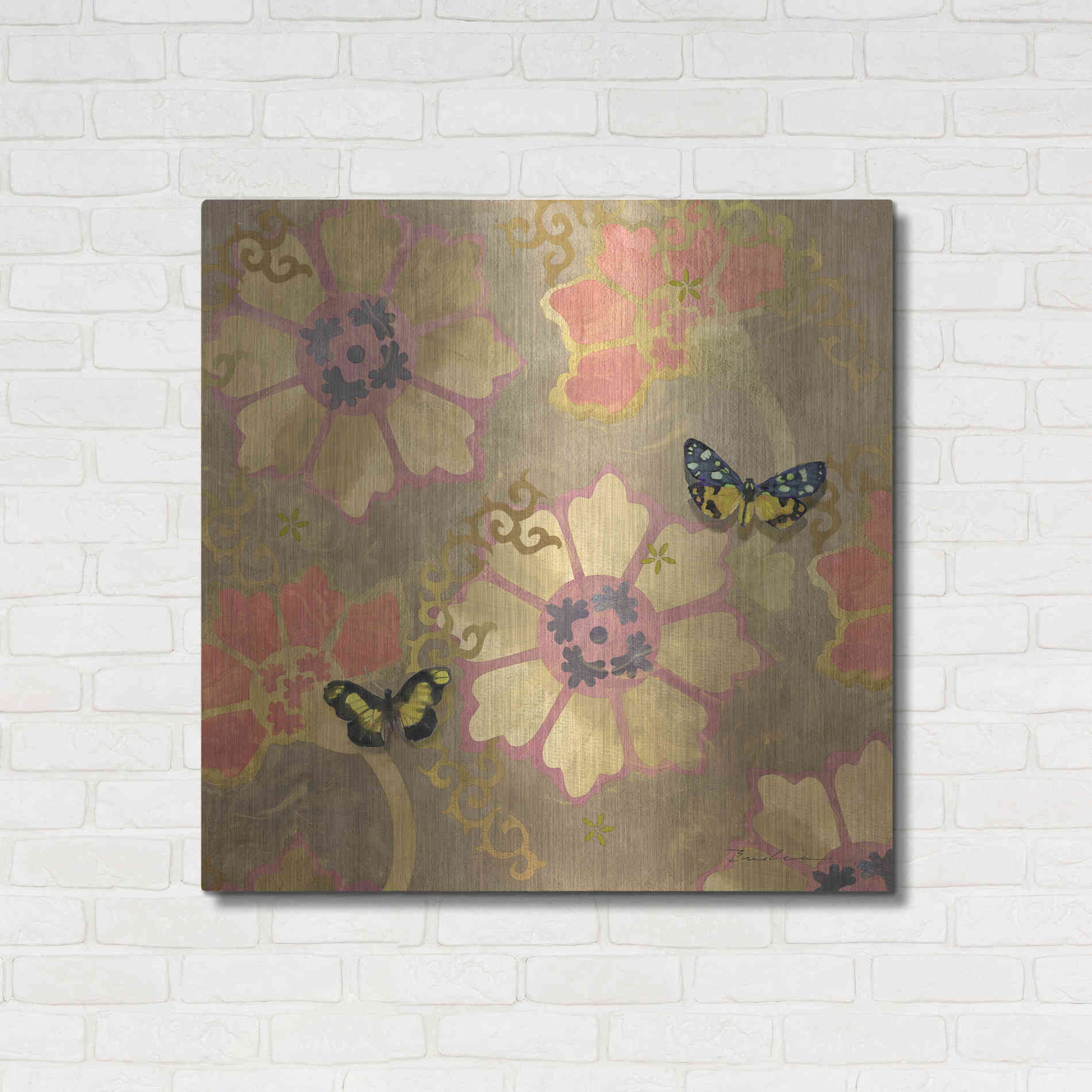 Luxe Metal Art 'Duchess Bellflower Paper' by Evelia Designs Metal Wall Art,36x36