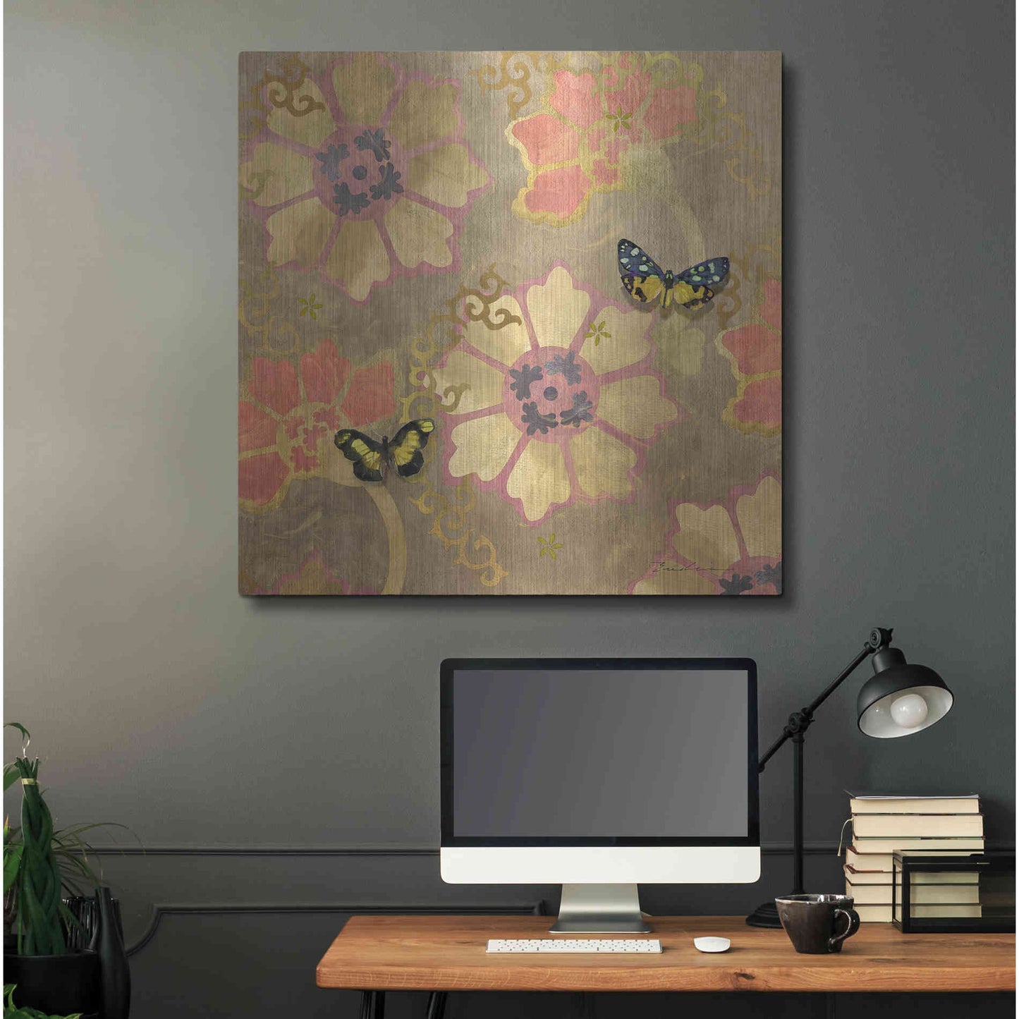 Luxe Metal Art 'Duchess Bellflower Paper' by Evelia Designs Metal Wall Art,36x36