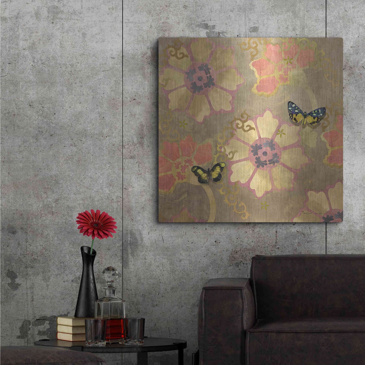 Luxe Metal Art 'Duchess Bellflower Paper' by Evelia Designs Metal Wall Art,36x36