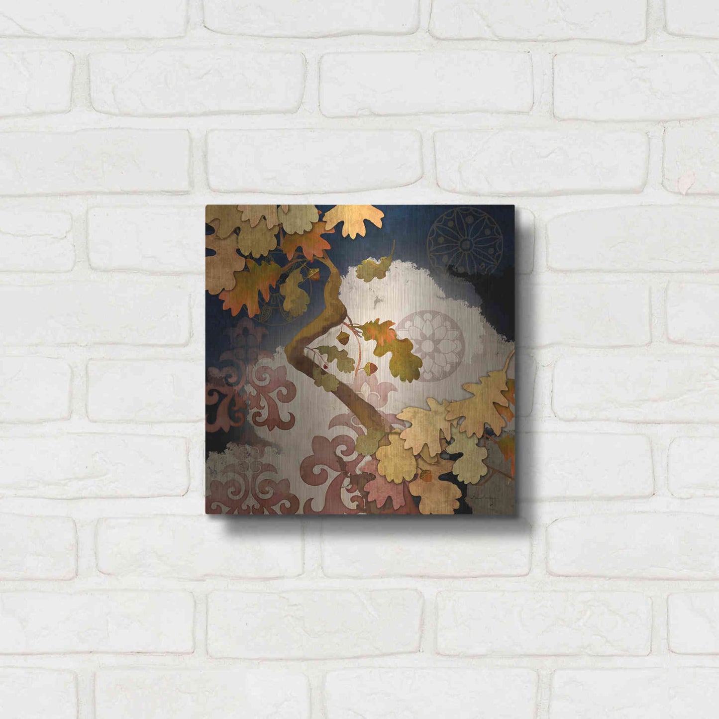 Luxe Metal Art 'Clouding Autumn Night' by Evelia Designs Metal Wall Art,12x12