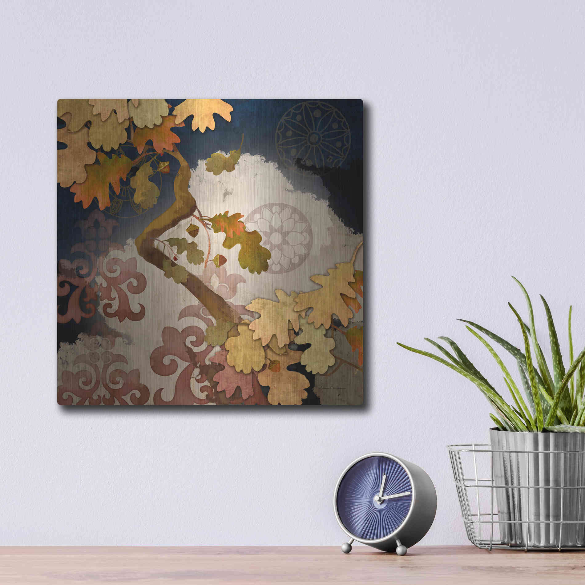 Luxe Metal Art 'Clouding Autumn Night' by Evelia Designs Metal Wall Art,12x12