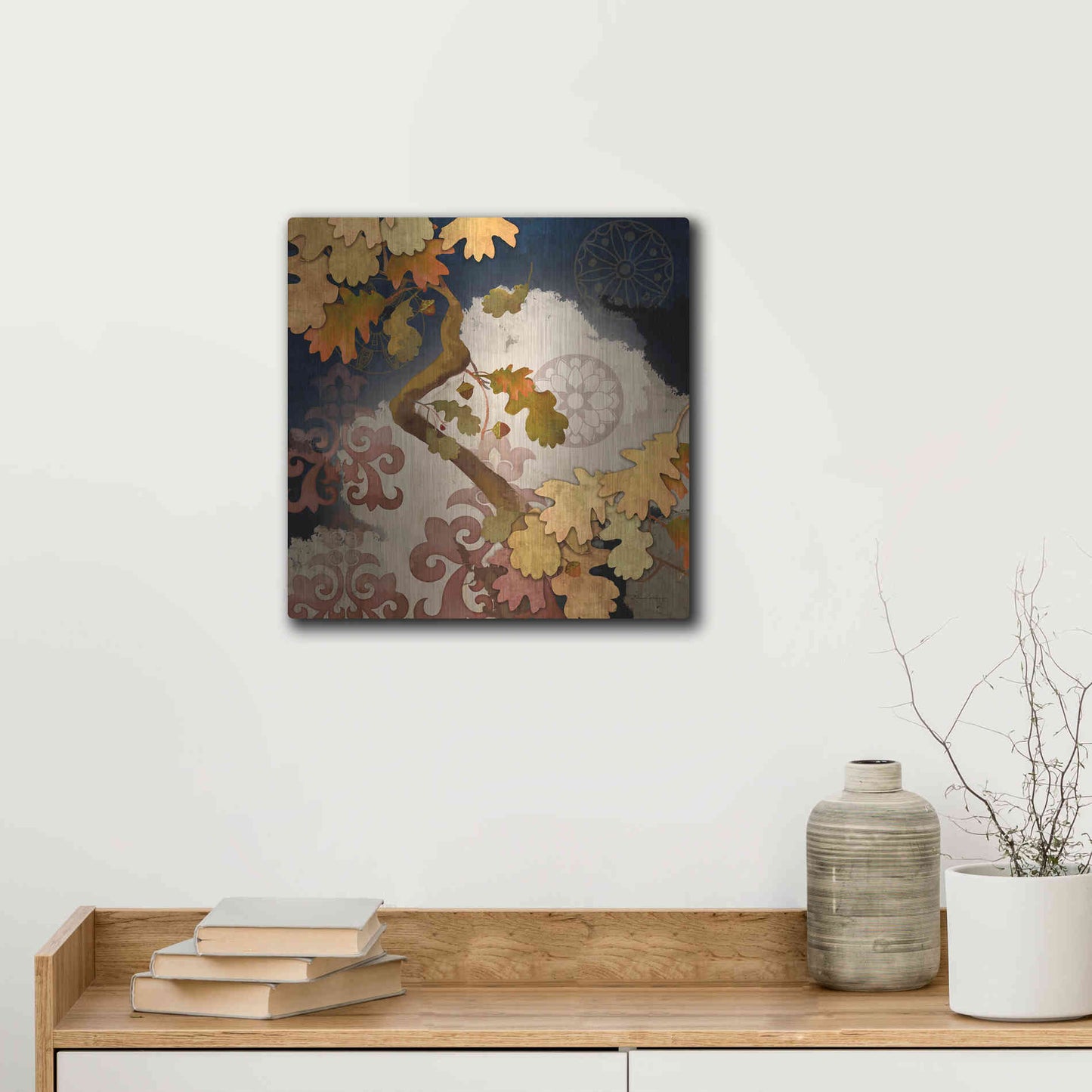 Luxe Metal Art 'Clouding Autumn Night' by Evelia Designs Metal Wall Art,12x12