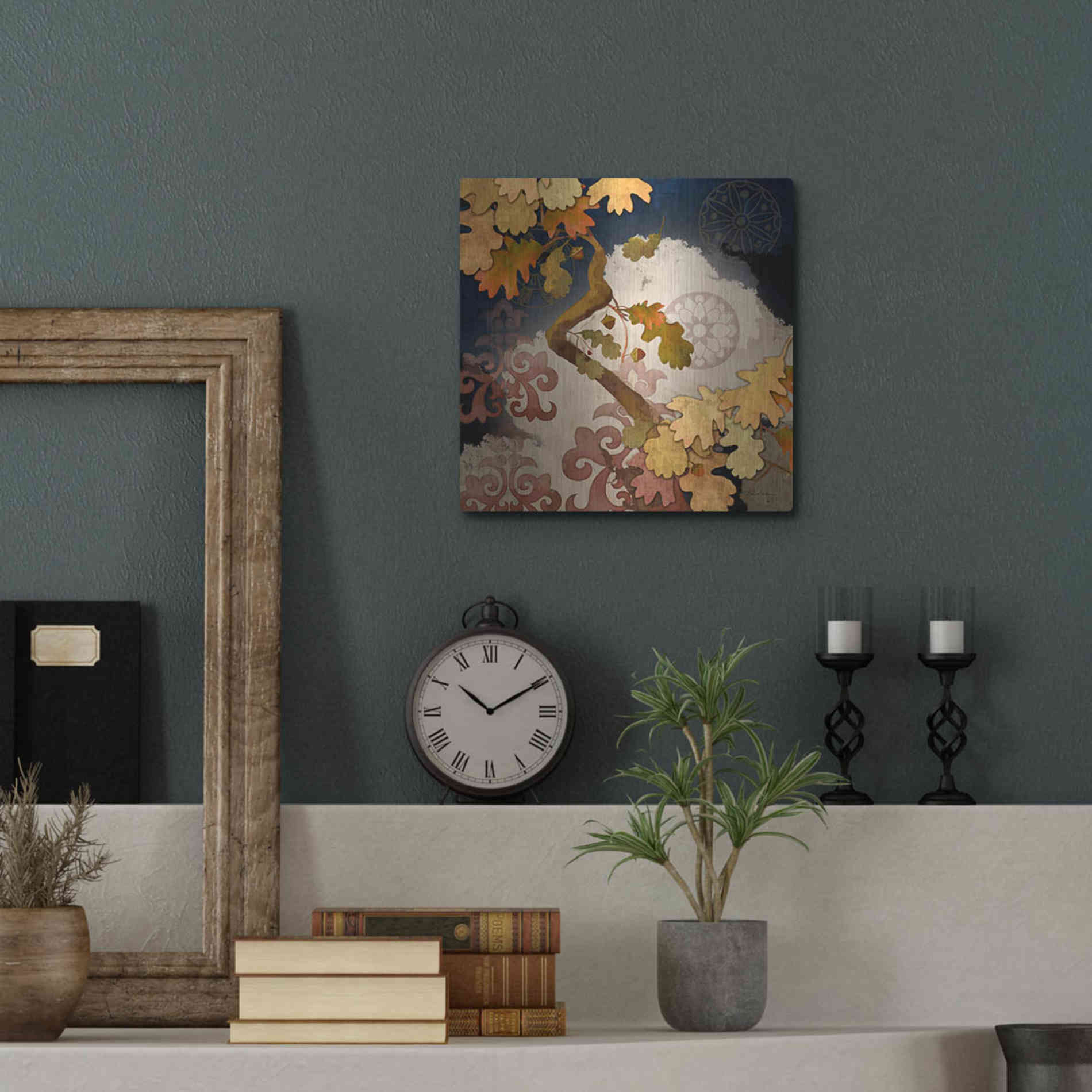 Luxe Metal Art 'Clouding Autumn Night' by Evelia Designs Metal Wall Art,12x12