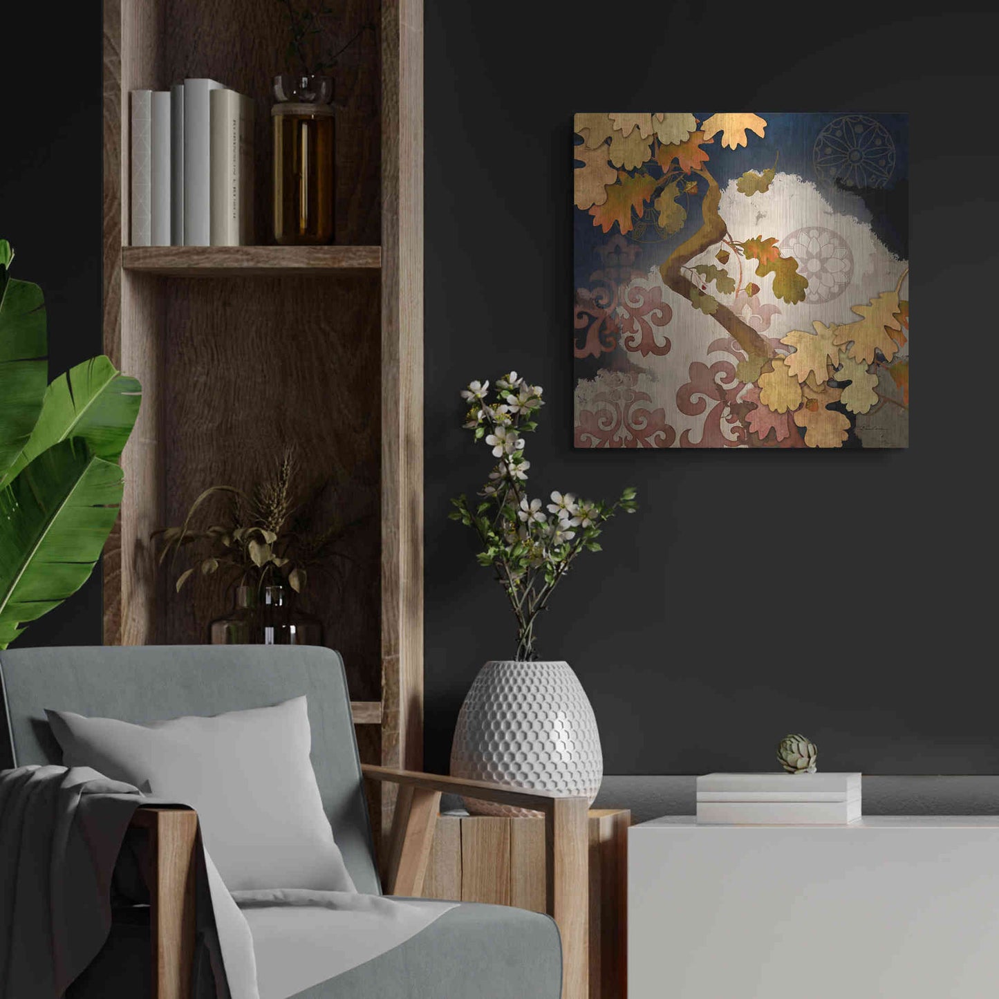 Luxe Metal Art 'Clouding Autumn Night' by Evelia Designs Metal Wall Art,24x24