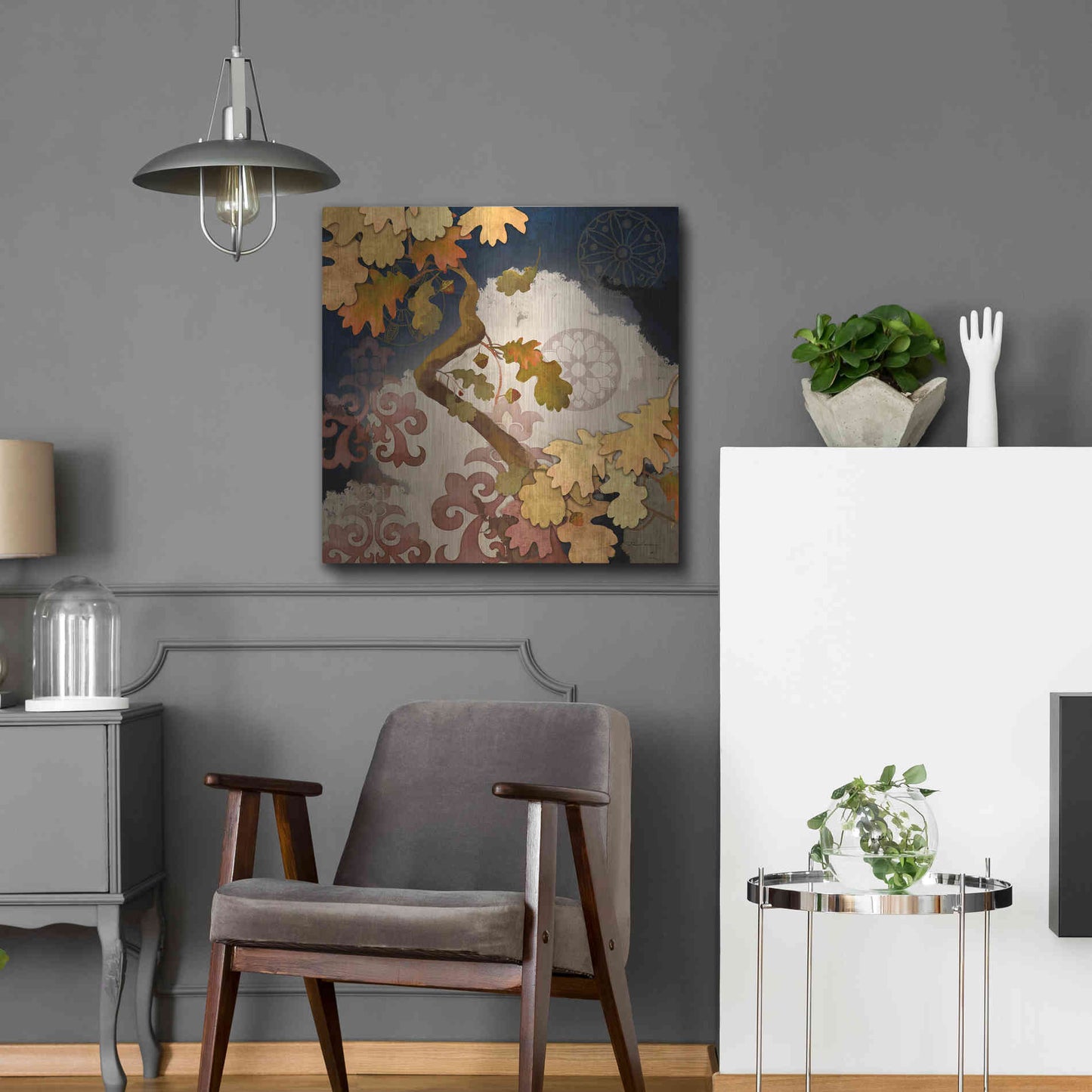 Luxe Metal Art 'Clouding Autumn Night' by Evelia Designs Metal Wall Art,24x24