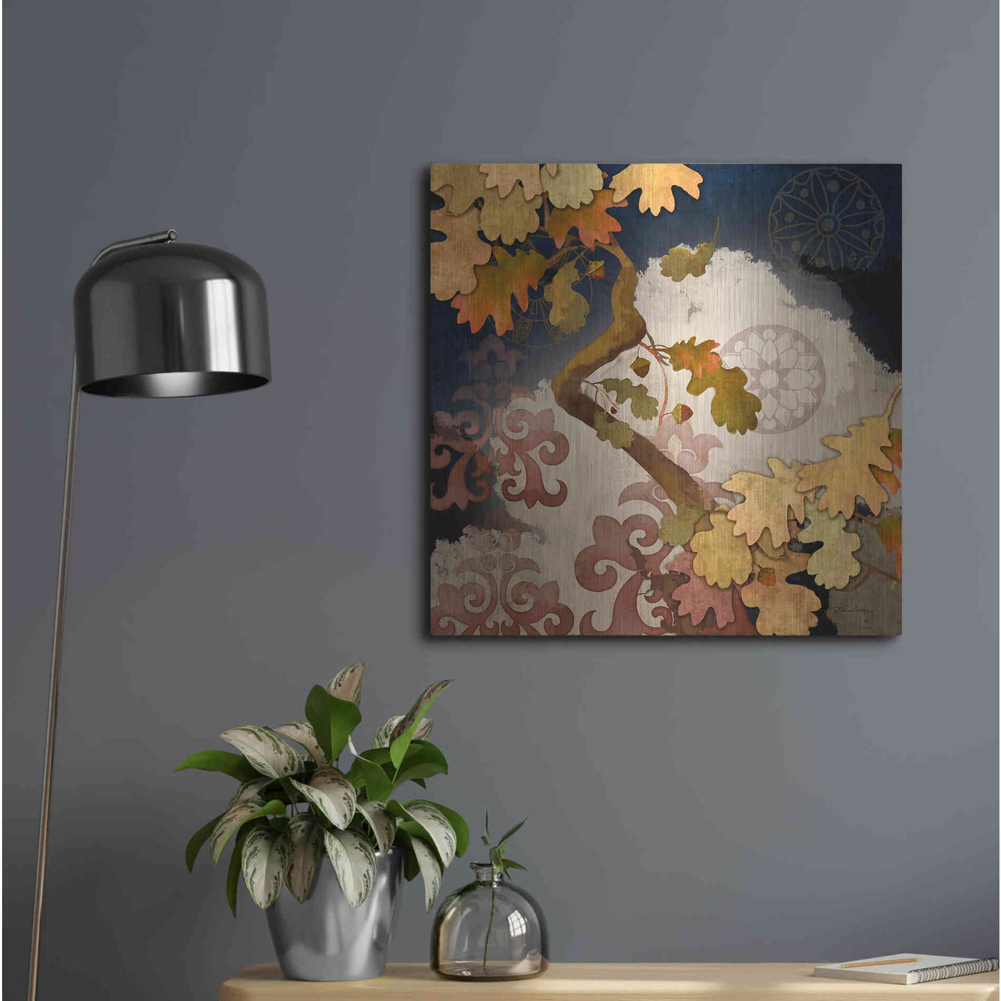 Luxe Metal Art 'Clouding Autumn Night' by Evelia Designs Metal Wall Art,24x24