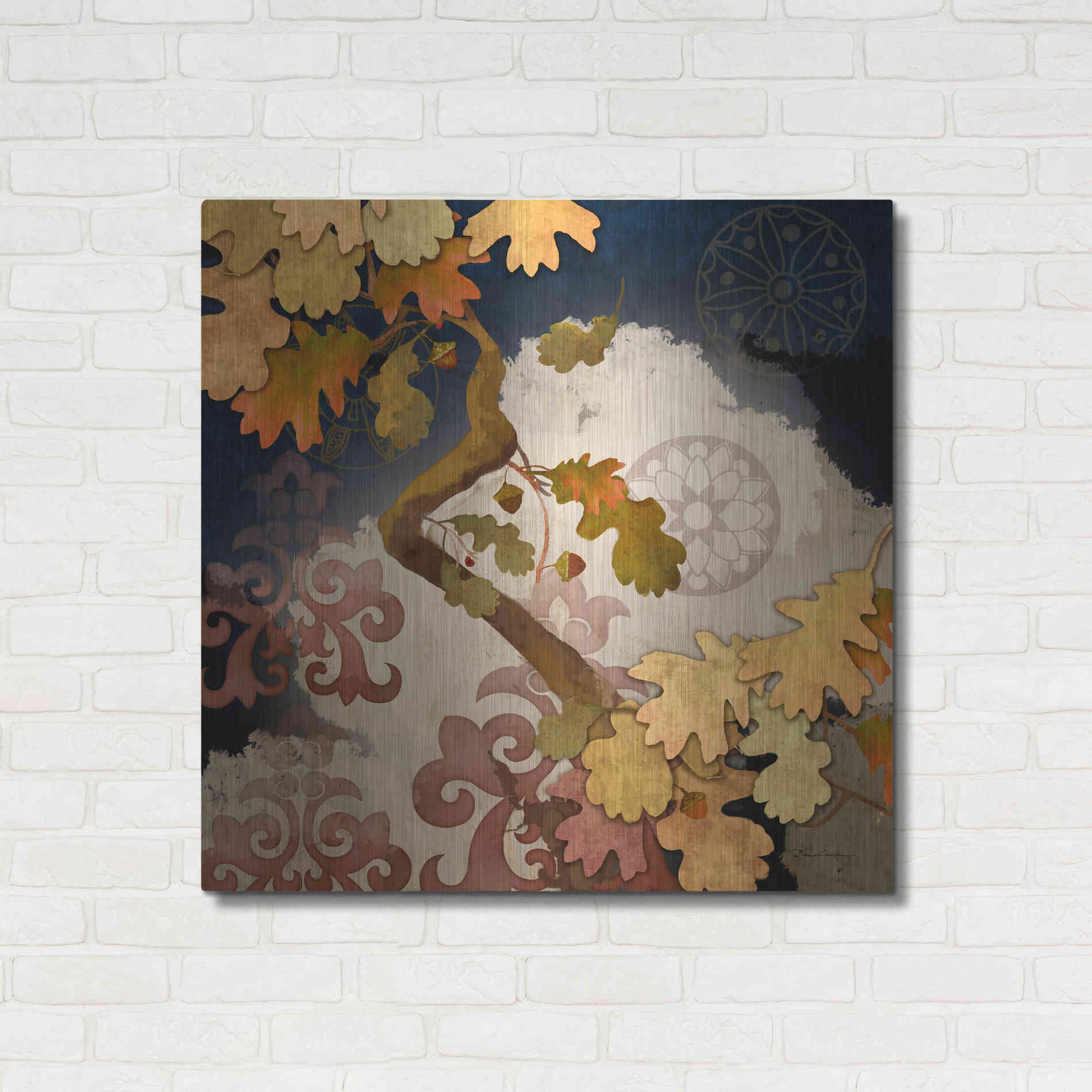 Luxe Metal Art 'Clouding Autumn Night' by Evelia Designs Metal Wall Art,36x36