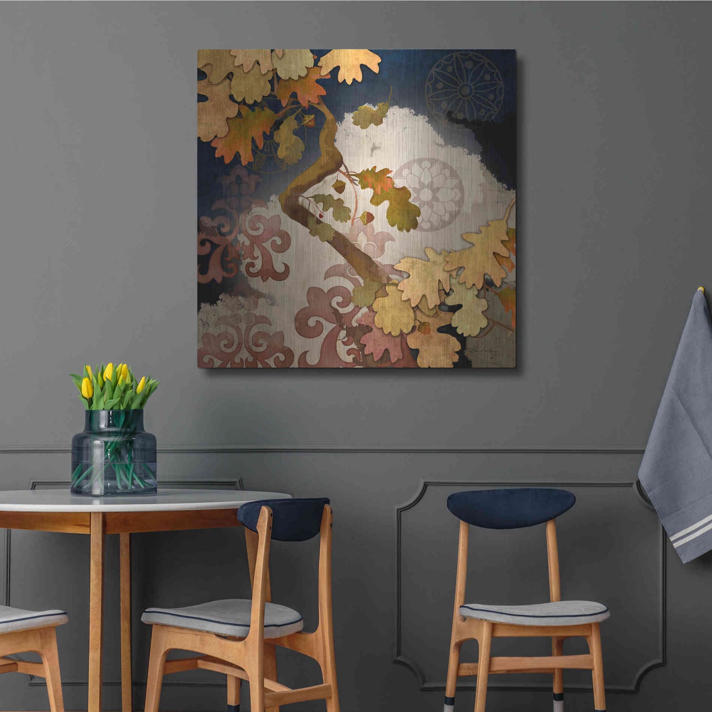 Luxe Metal Art 'Clouding Autumn Night' by Evelia Designs Metal Wall Art,36x36