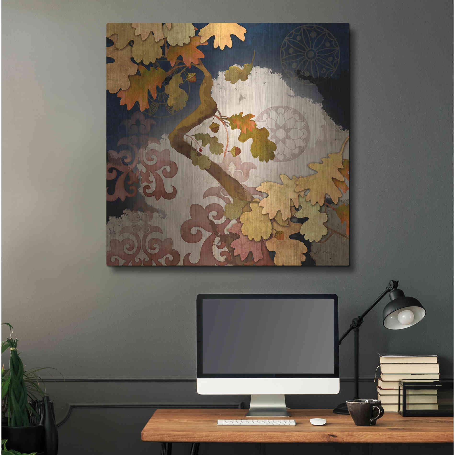 Luxe Metal Art 'Clouding Autumn Night' by Evelia Designs Metal Wall Art,36x36