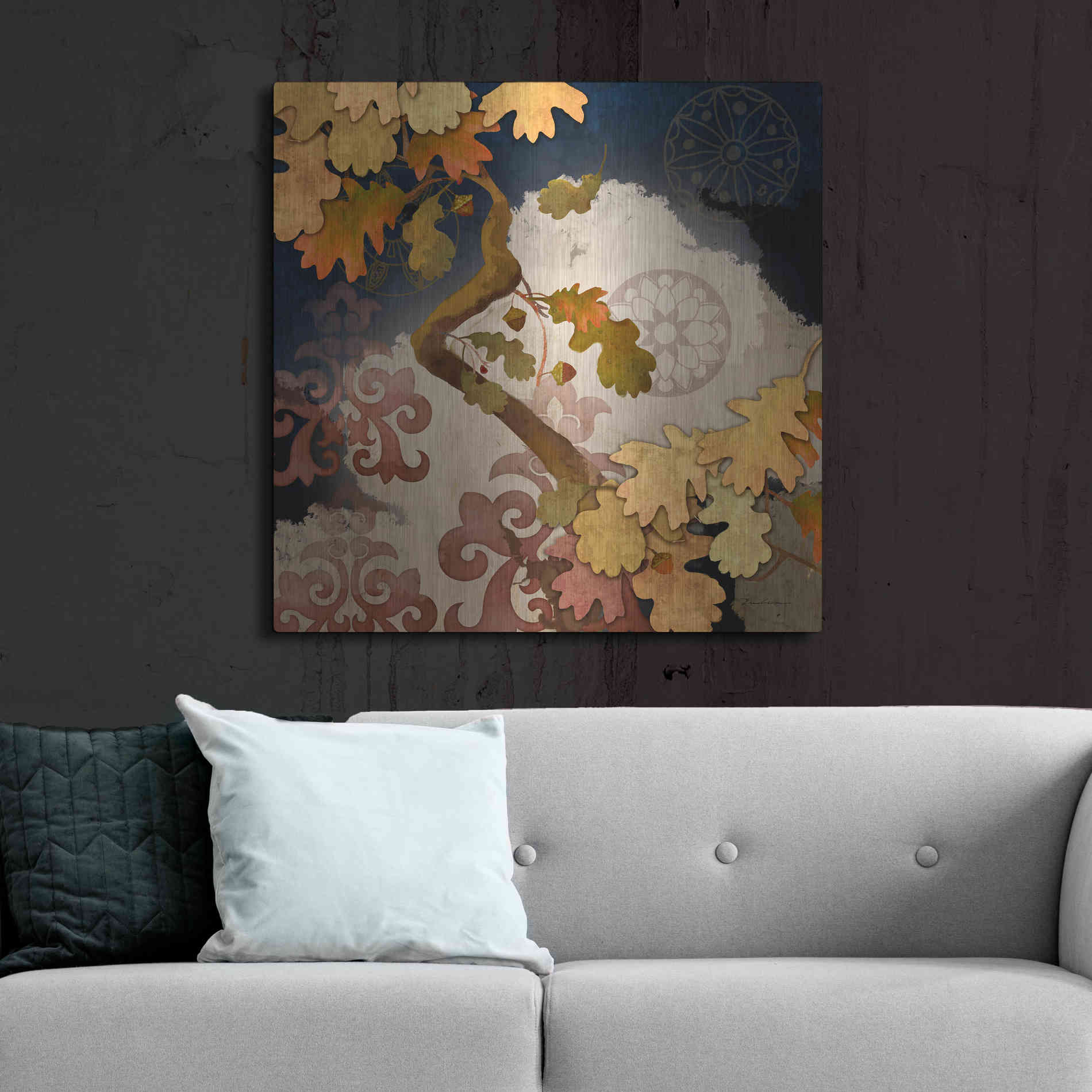 Luxe Metal Art 'Clouding Autumn Night' by Evelia Designs Metal Wall Art,36x36