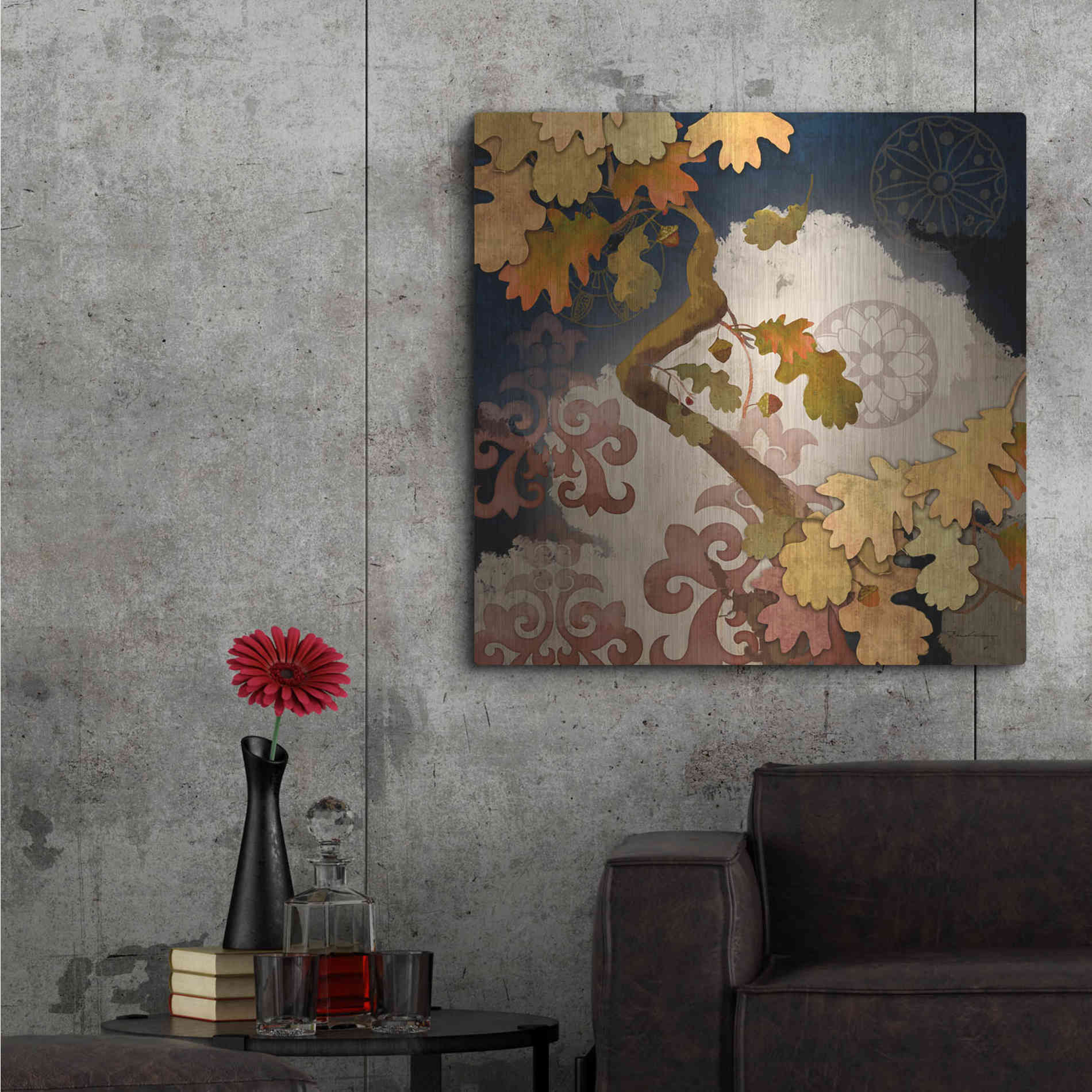Luxe Metal Art 'Clouding Autumn Night' by Evelia Designs Metal Wall Art,36x36