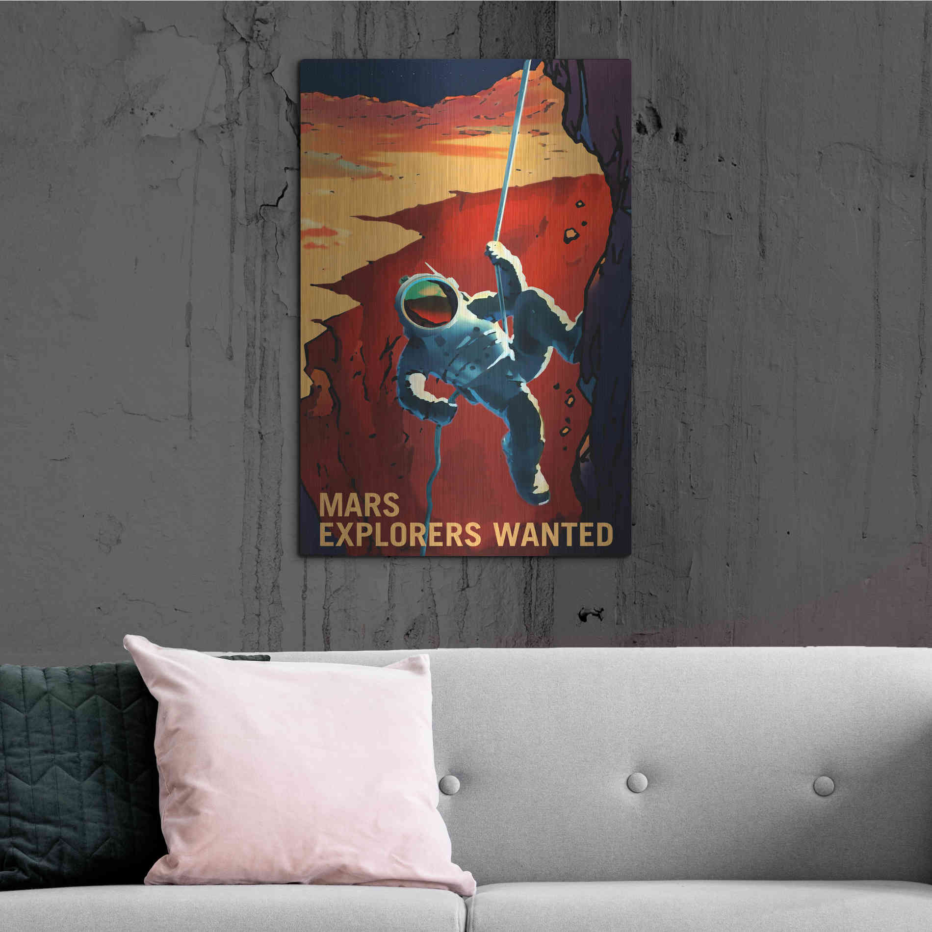 Luxe Metal Art 'Mars Explorer Series: Explorers Wanted' Space Metal Wall Art,24x36