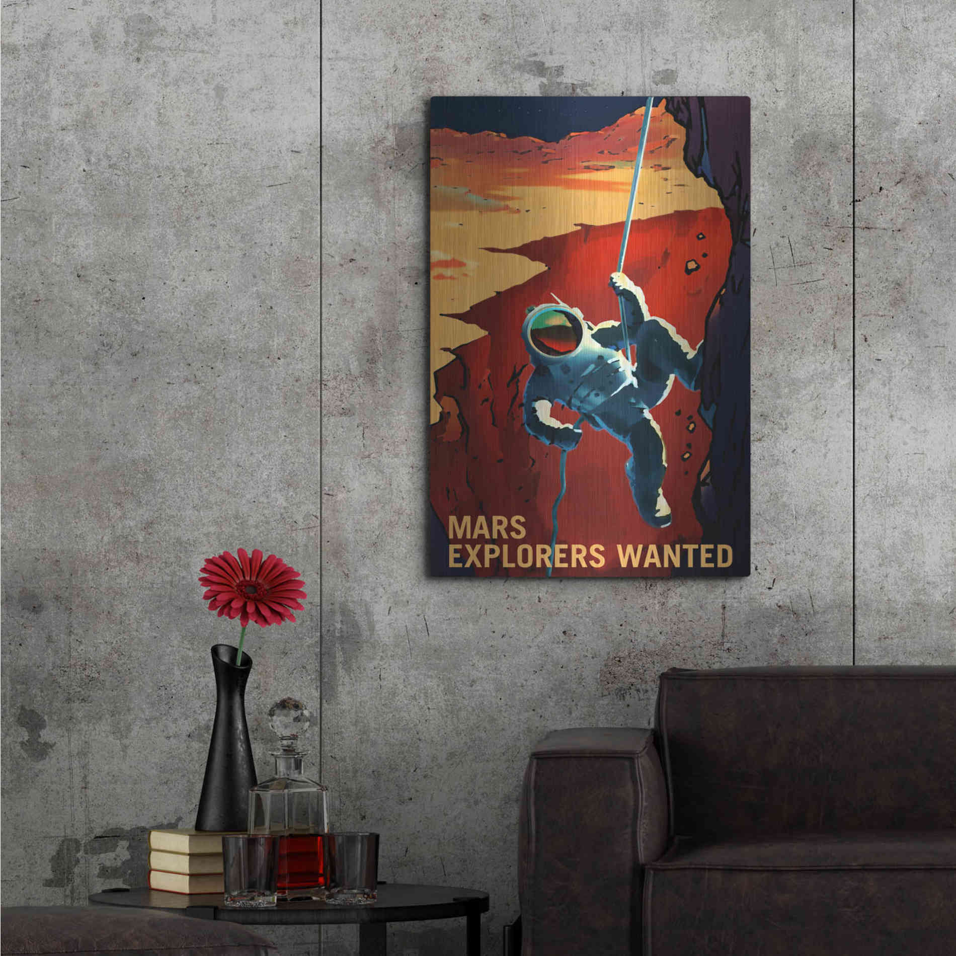 Luxe Metal Art 'Mars Explorer Series: Explorers Wanted' Space Metal Wall Art,24x36