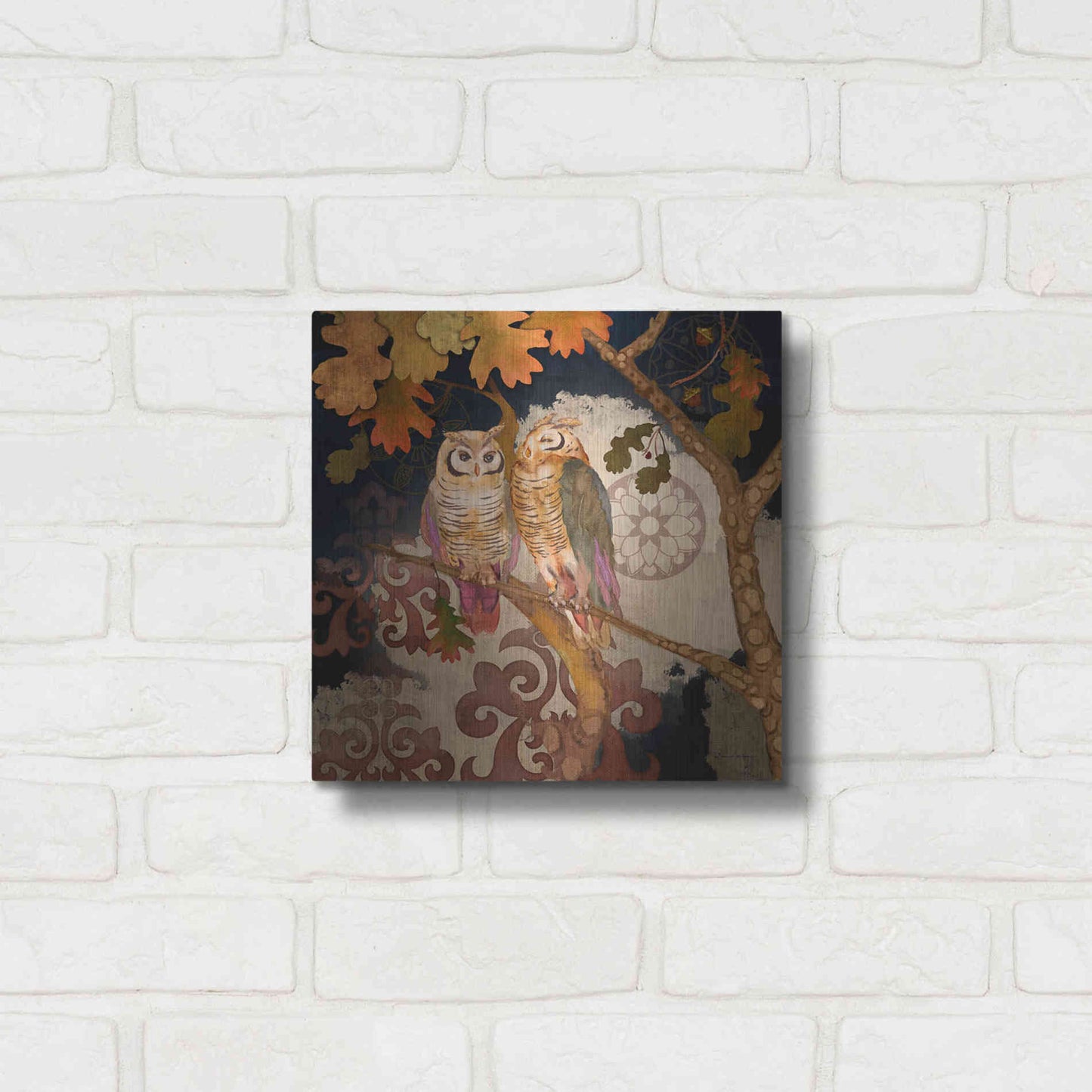 Luxe Metal Art 'Singing Owl' by Evelia Designs Metal Wall Art,12x12