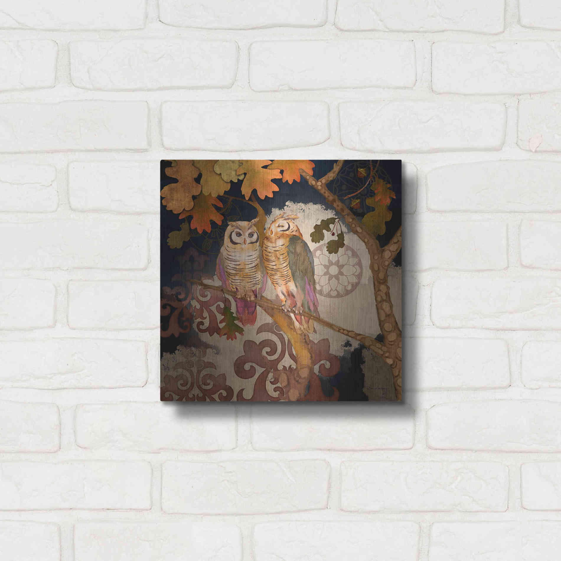 Luxe Metal Art 'Singing Owl' by Evelia Designs Metal Wall Art,12x12