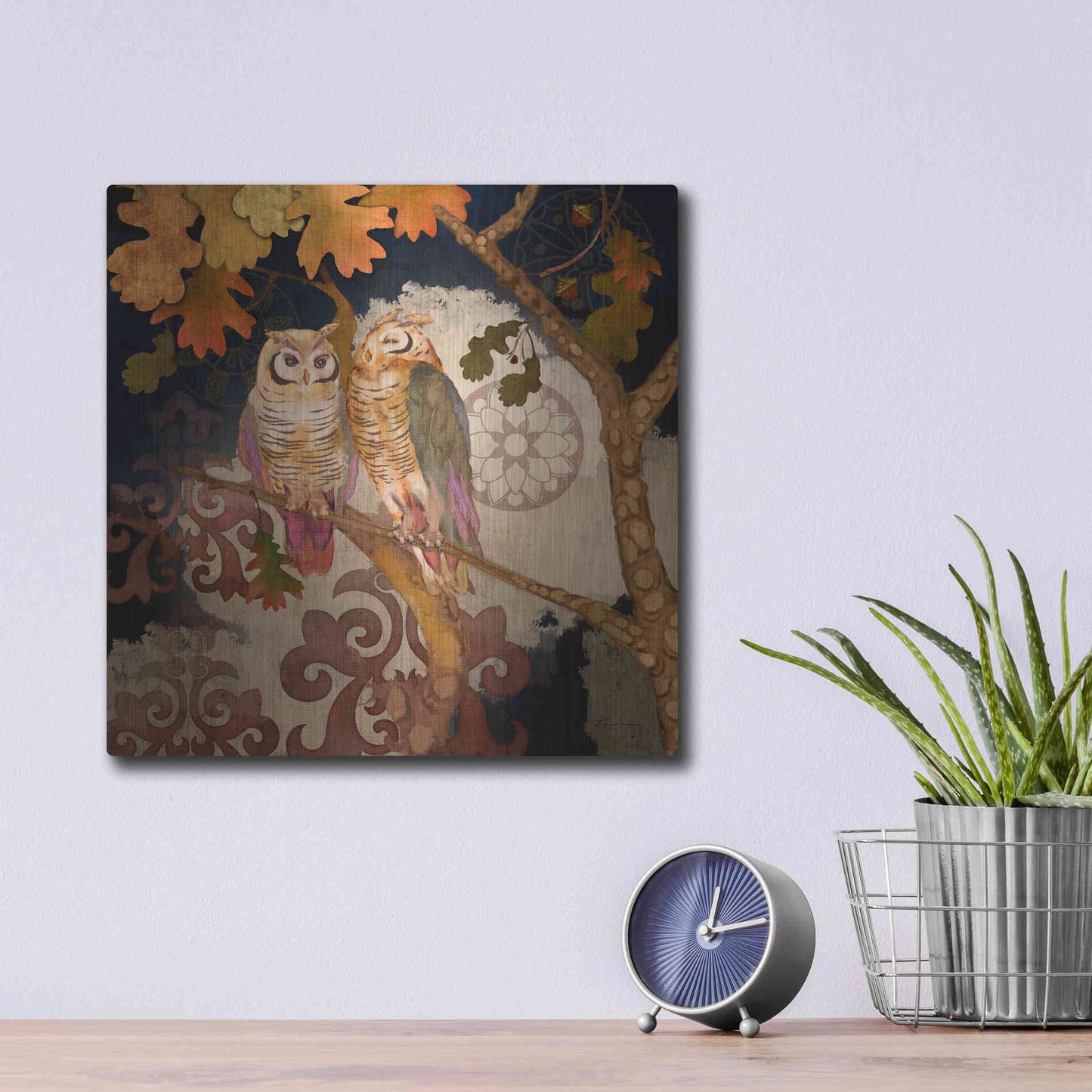 Luxe Metal Art 'Singing Owl' by Evelia Designs Metal Wall Art,12x12