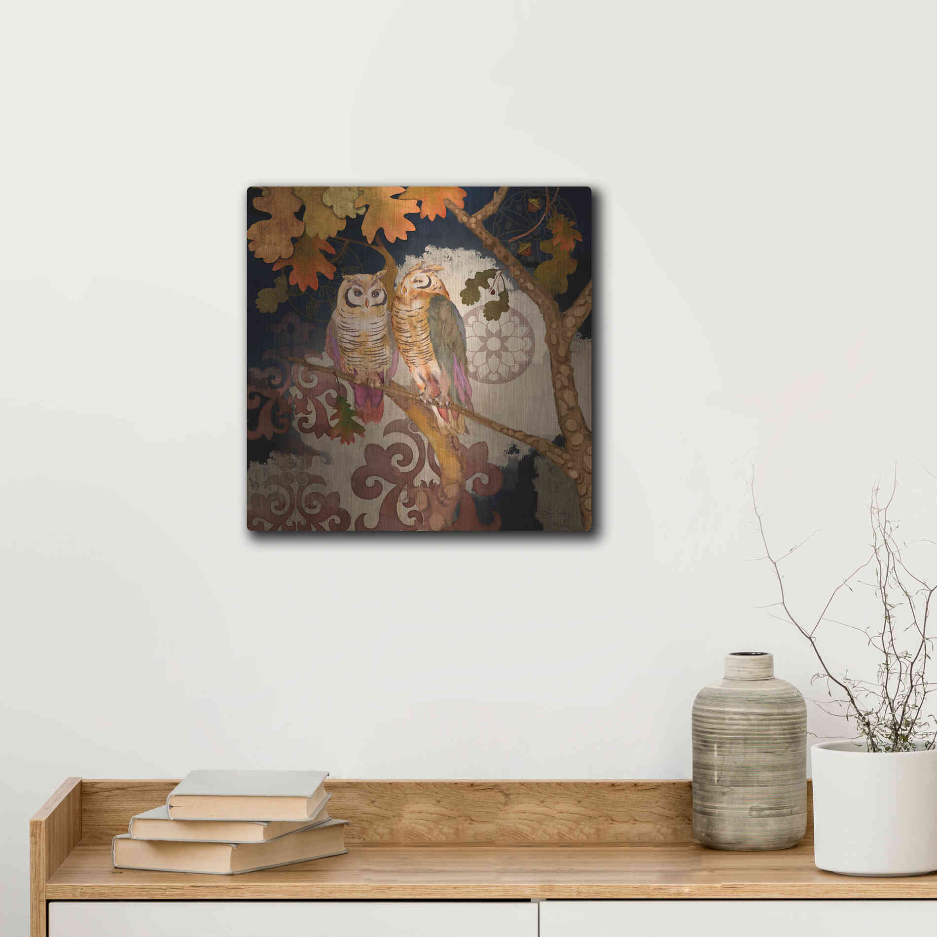 Luxe Metal Art 'Singing Owl' by Evelia Designs Metal Wall Art,12x12