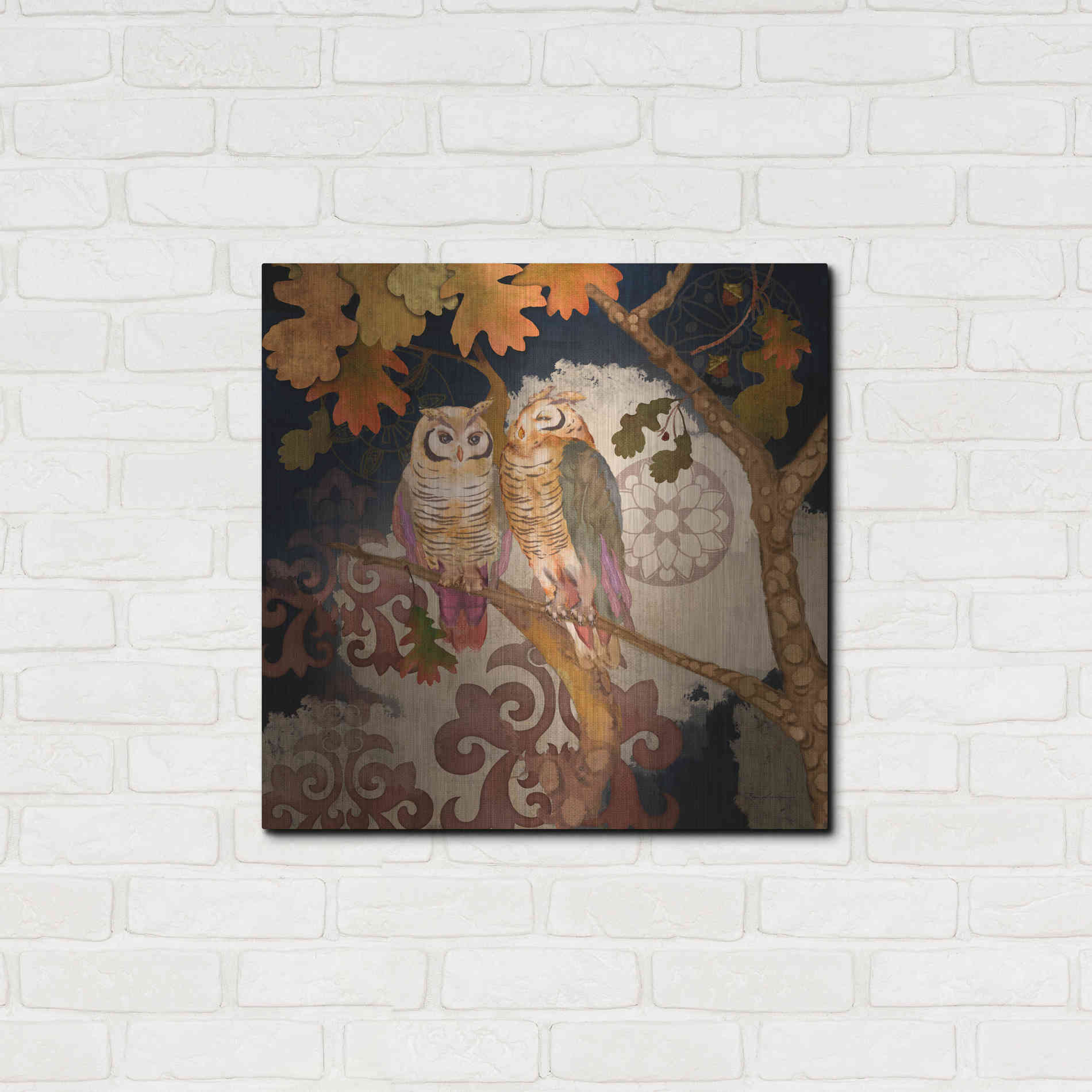 Luxe Metal Art 'Singing Owl' by Evelia Designs Metal Wall Art,24x24