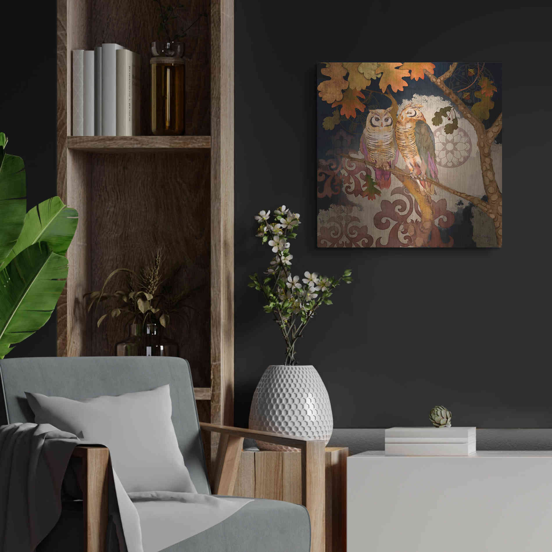 Luxe Metal Art 'Singing Owl' by Evelia Designs Metal Wall Art,24x24