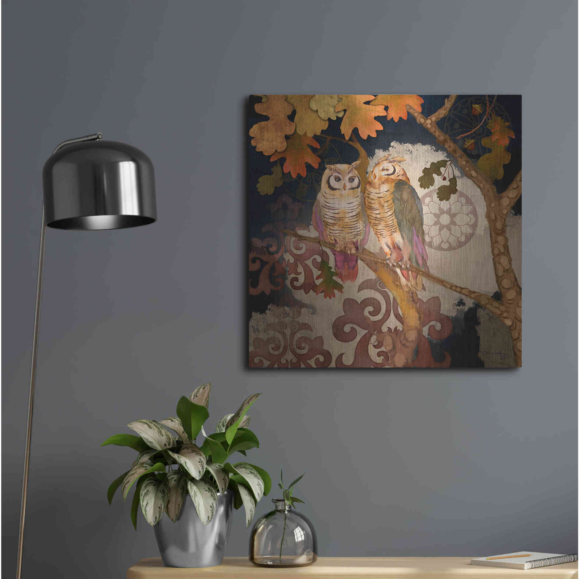 Luxe Metal Art 'Singing Owl' by Evelia Designs Metal Wall Art,24x24