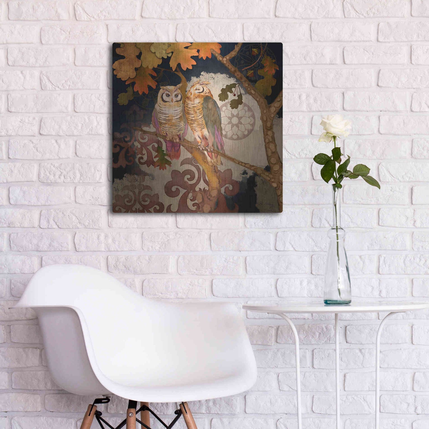 Luxe Metal Art 'Singing Owl' by Evelia Designs Metal Wall Art,24x24