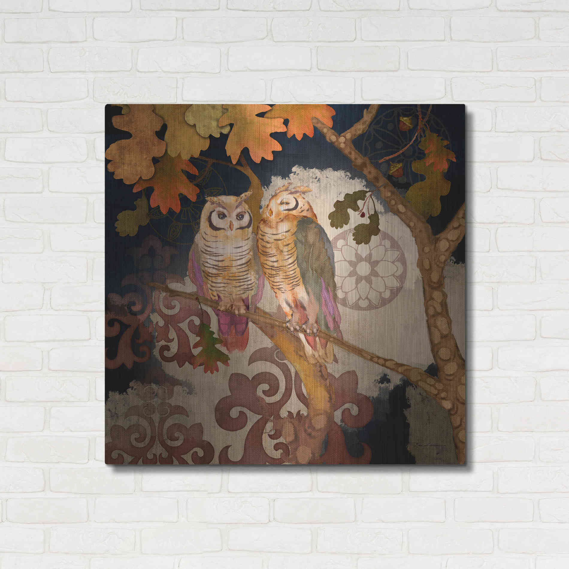 Luxe Metal Art 'Singing Owl' by Evelia Designs Metal Wall Art,36x36