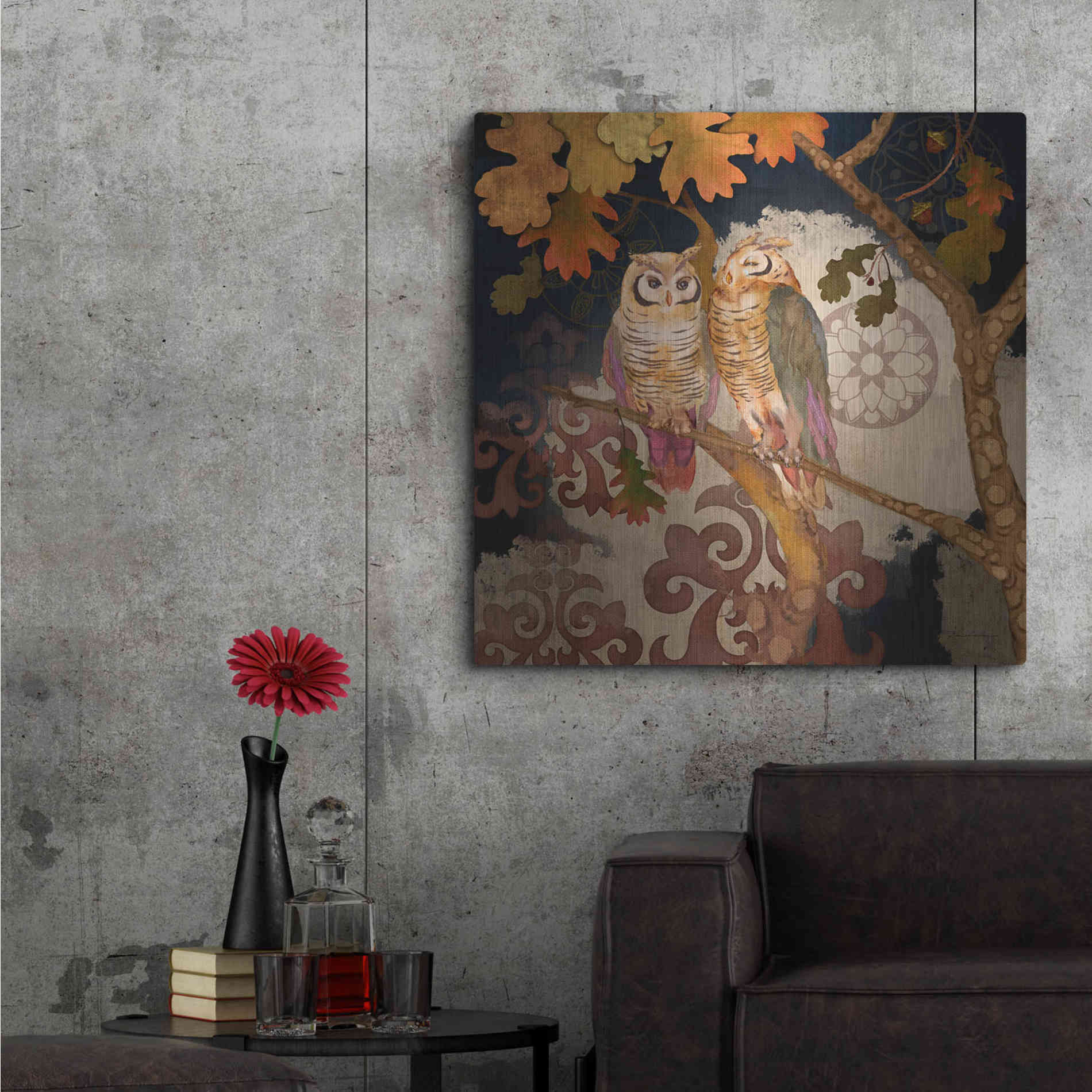 Luxe Metal Art 'Singing Owl' by Evelia Designs Metal Wall Art,36x36