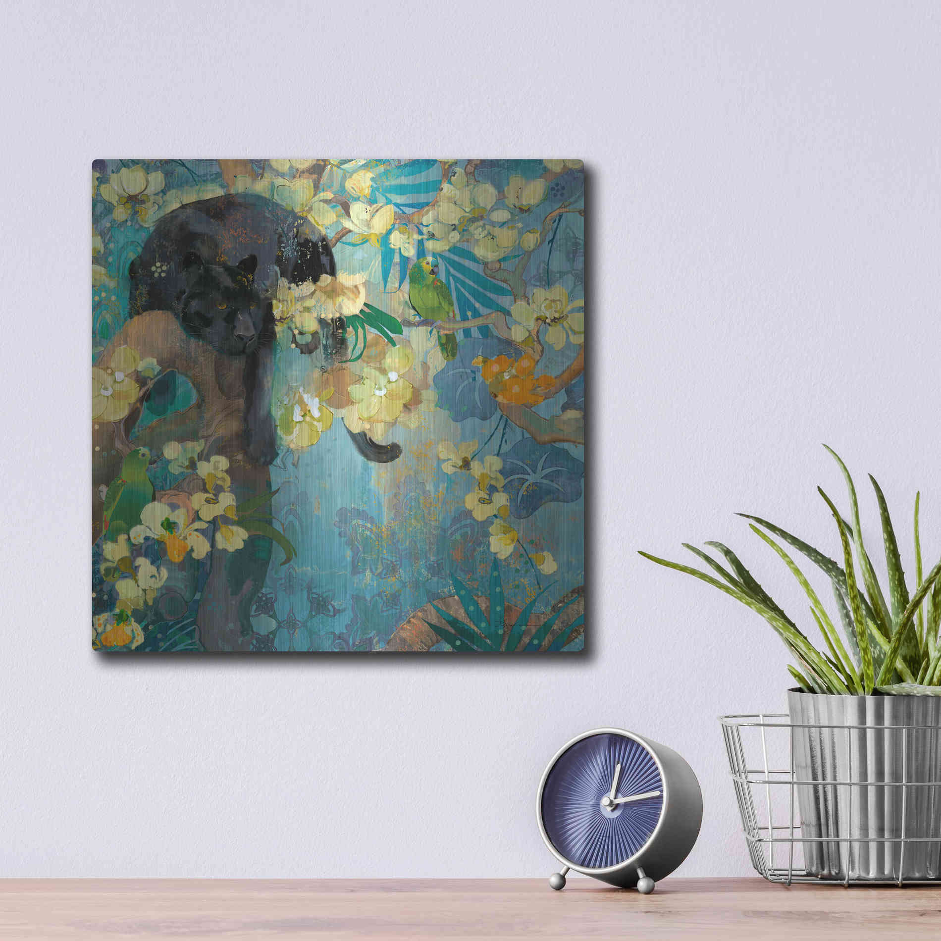 Luxe Metal Art 'Black Jaguar' by Evelia Designs Metal Wall Art,12x12